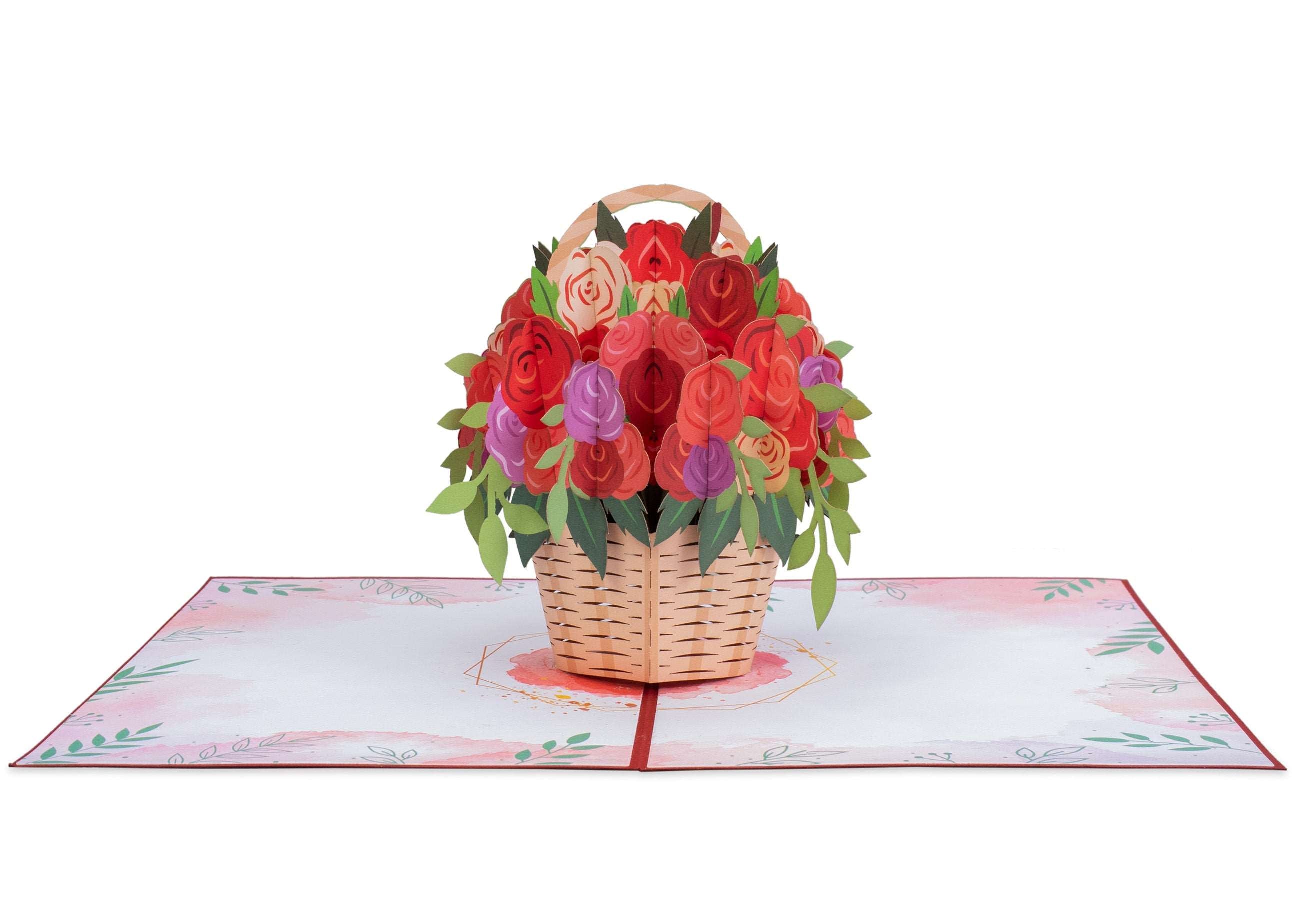 Pop-Up-Karte „Rosenkorb“ – 12,7 x 17,8 cm