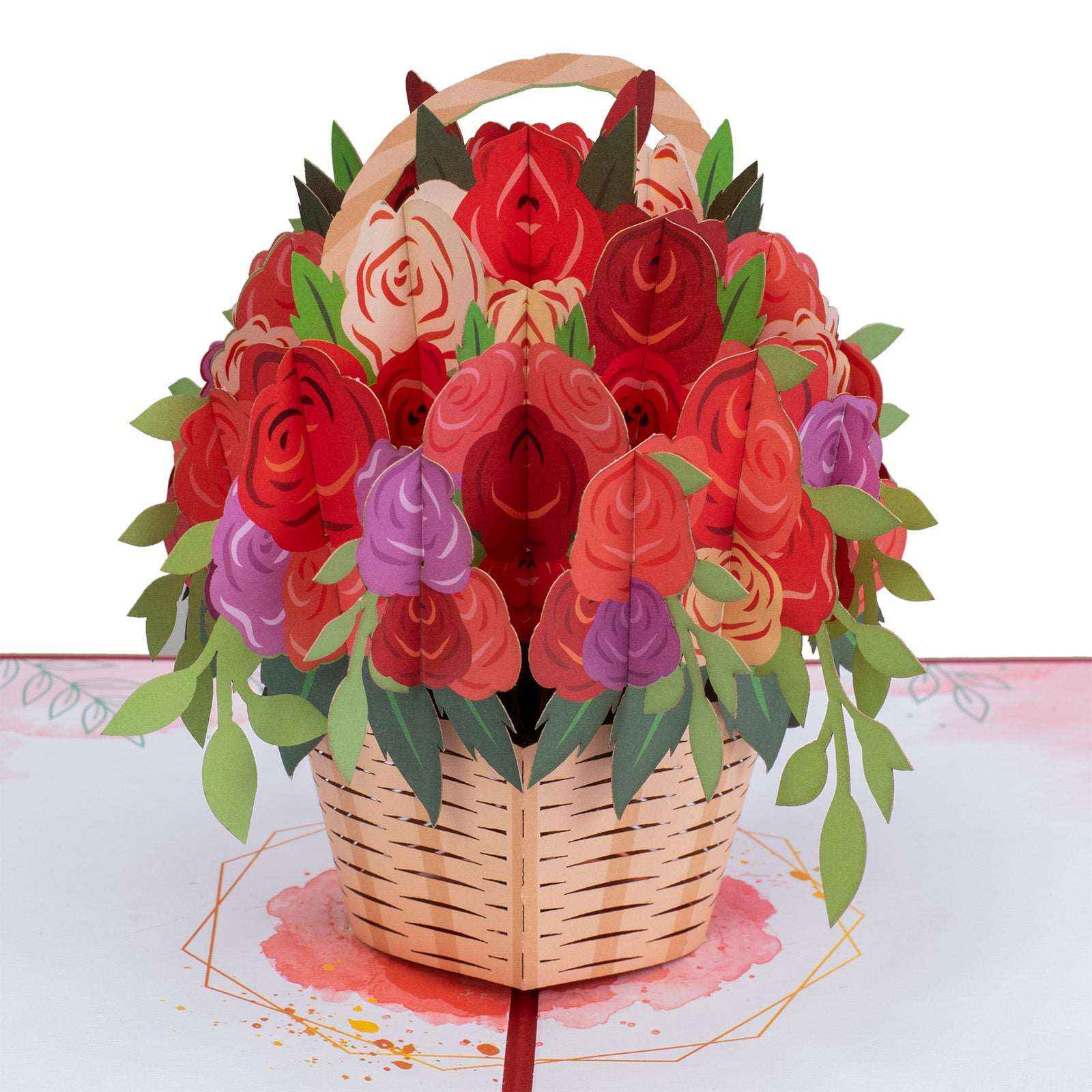 Pop-Up-Karte „Rosenkorb“ – 12,7 x 17,8 cm