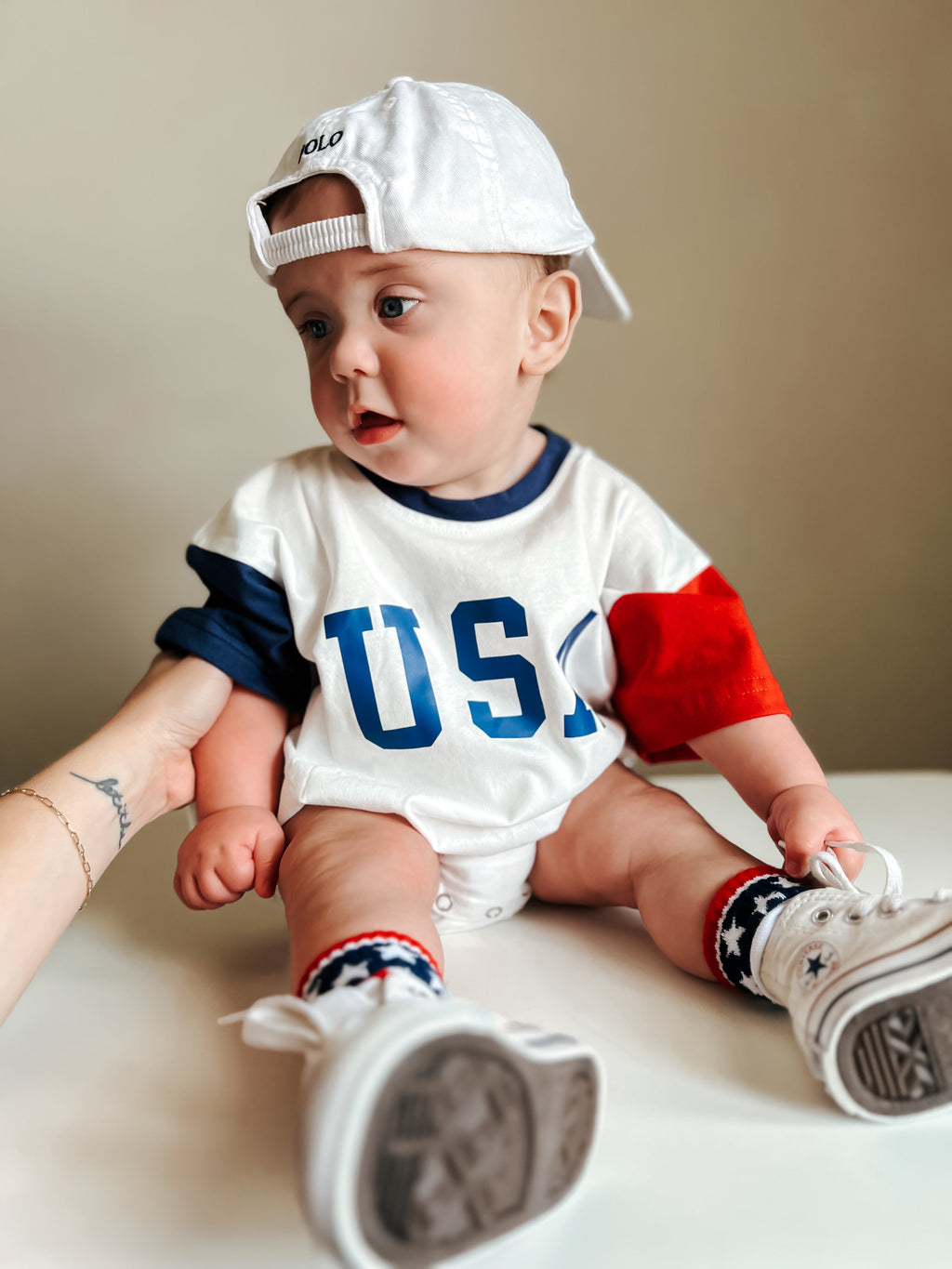 USA Colorblock T-Shirt Strampler