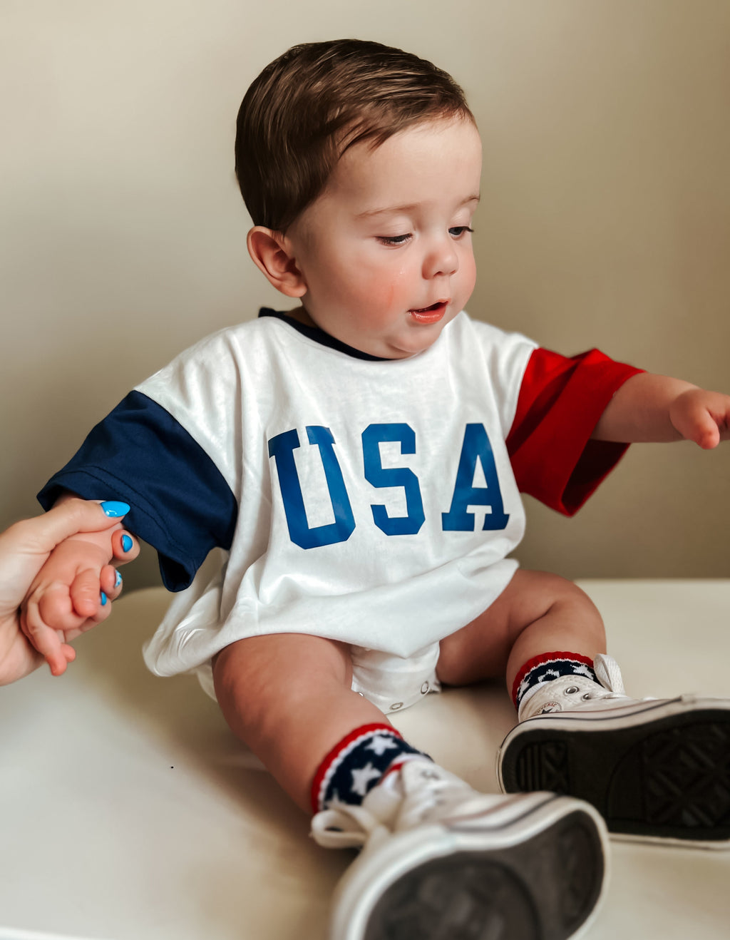 USA Colorblock T-Shirt Strampler