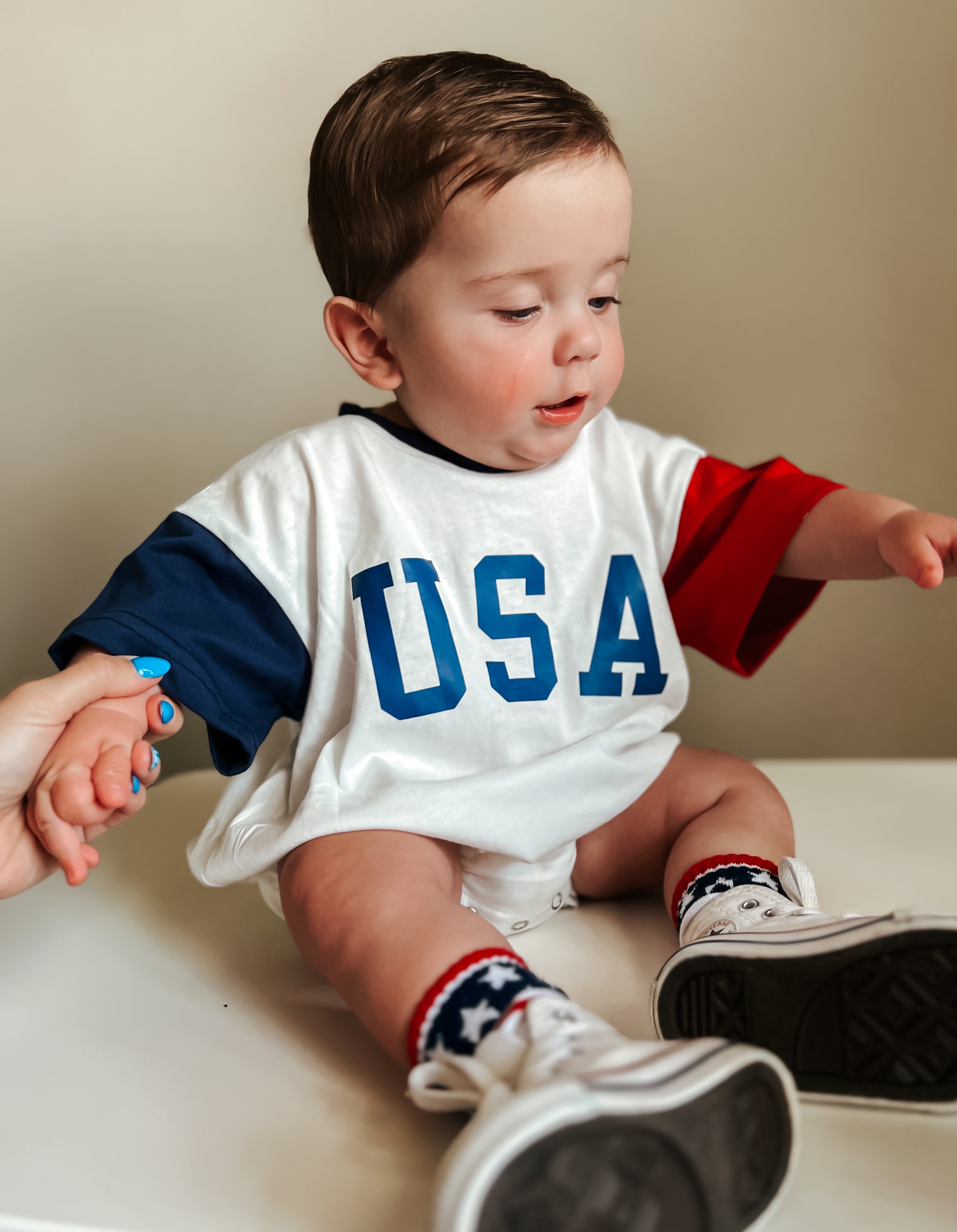 USA Colorblock T-Shirt Strampler
