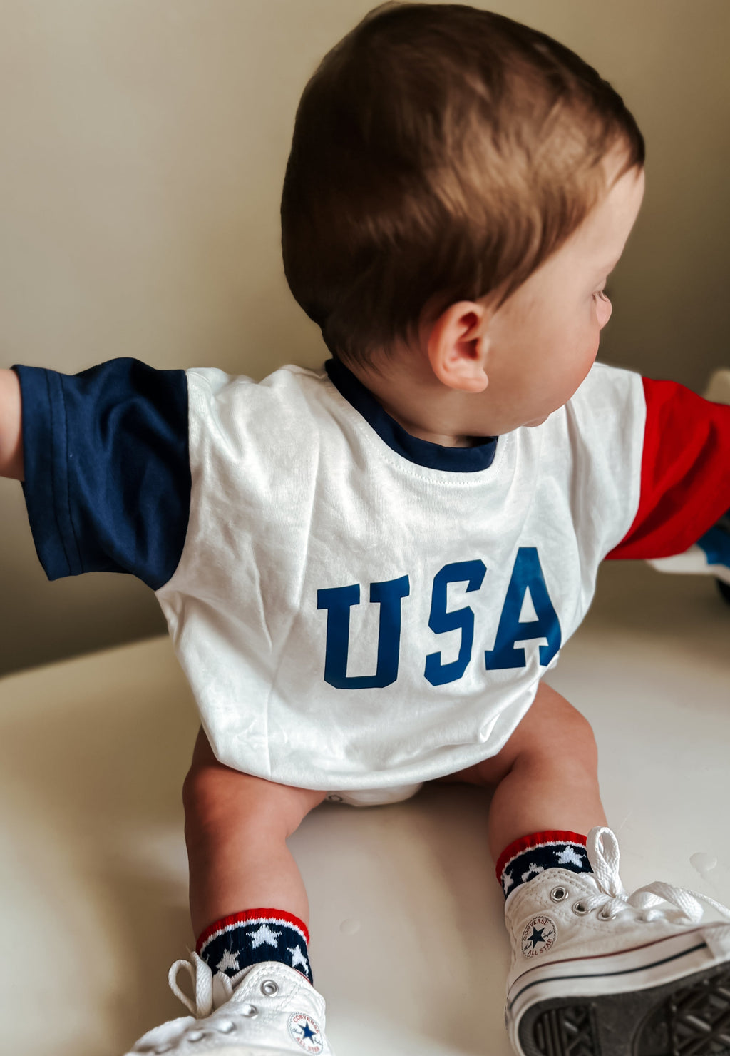USA Colorblock T-Shirt Strampler