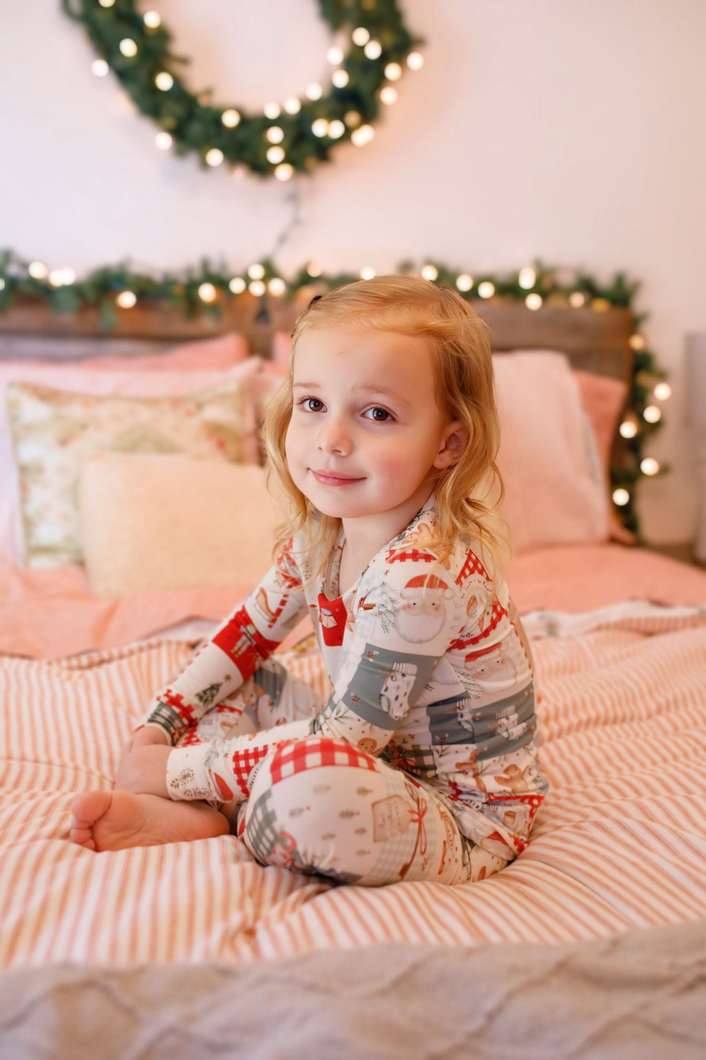 Weihnachts-Patchwork-Bambus-Weihnachtspyjama – 2-teiliges Set