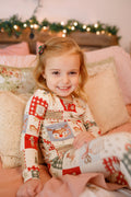 Weihnachts-Patchwork-Bambus-Weihnachtspyjama – 2-teiliges Set