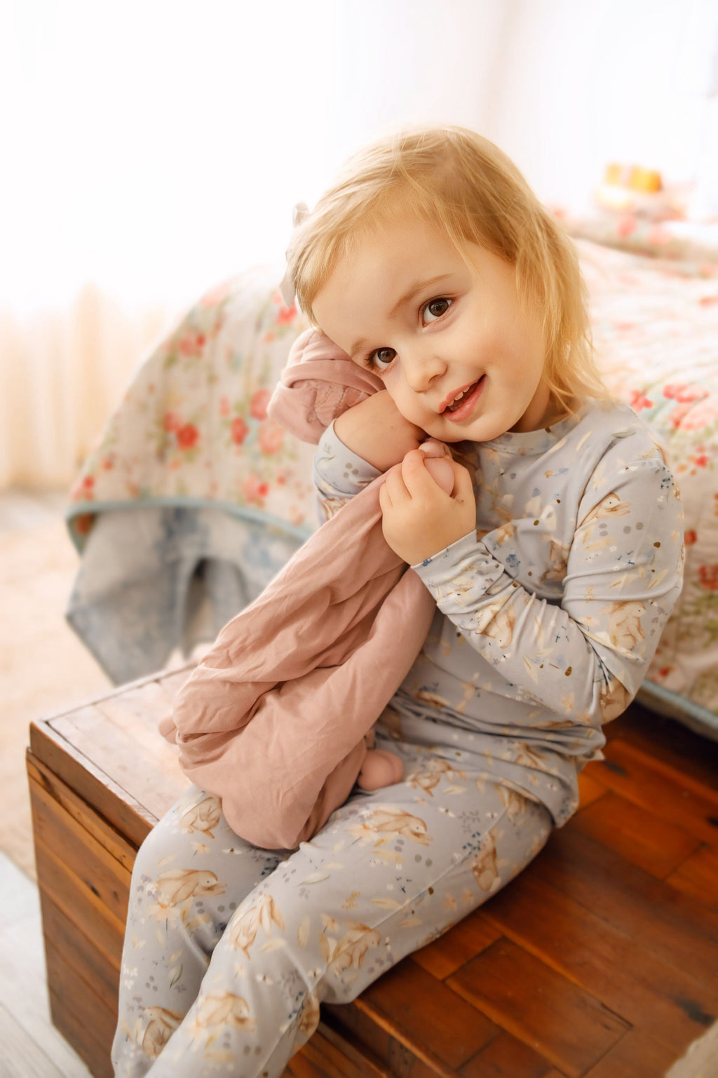 Hase Blumen 2-teiliger Bambus Pyjama