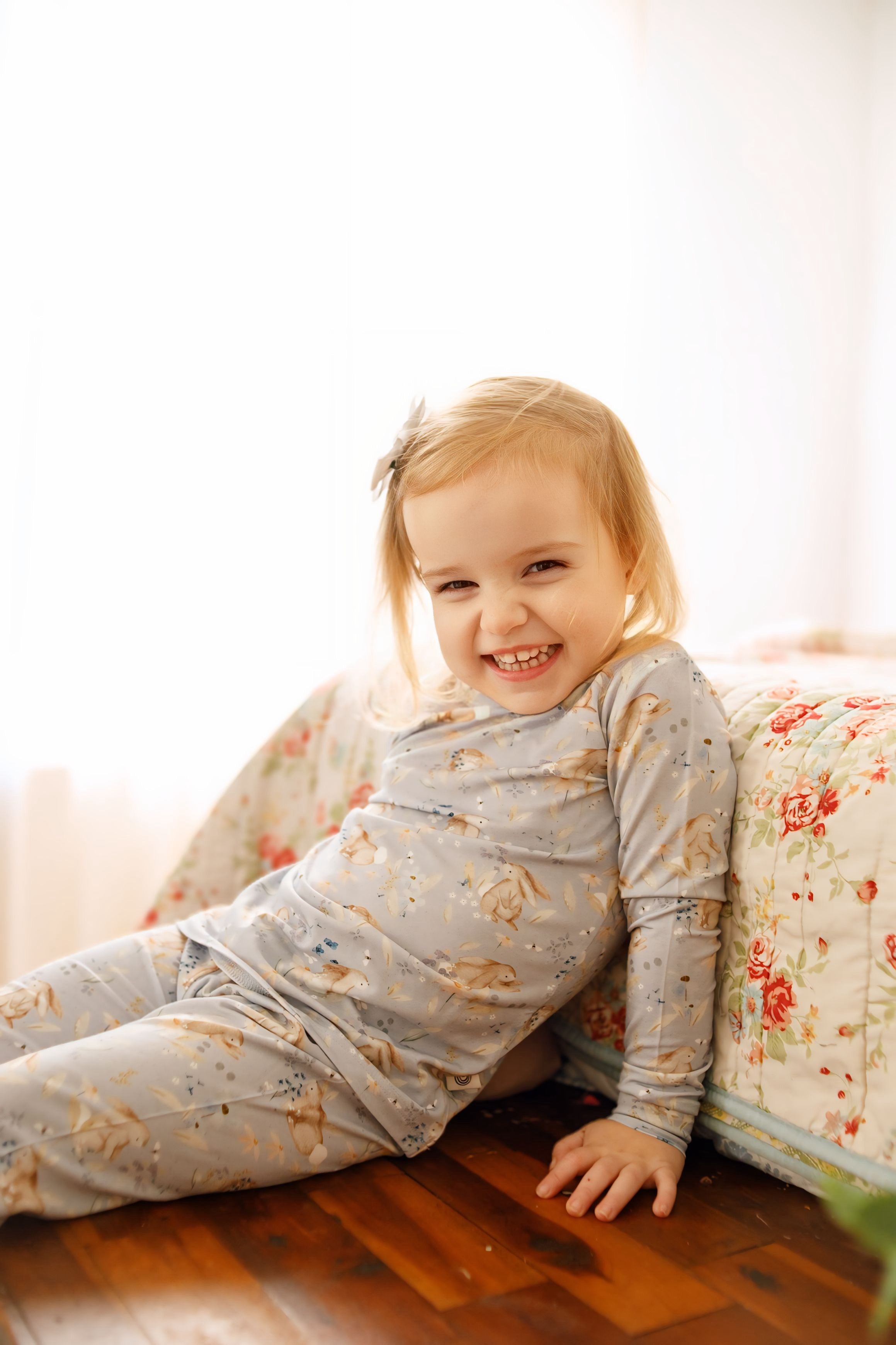 Hase Blumen 2-teiliger Bambus Pyjama