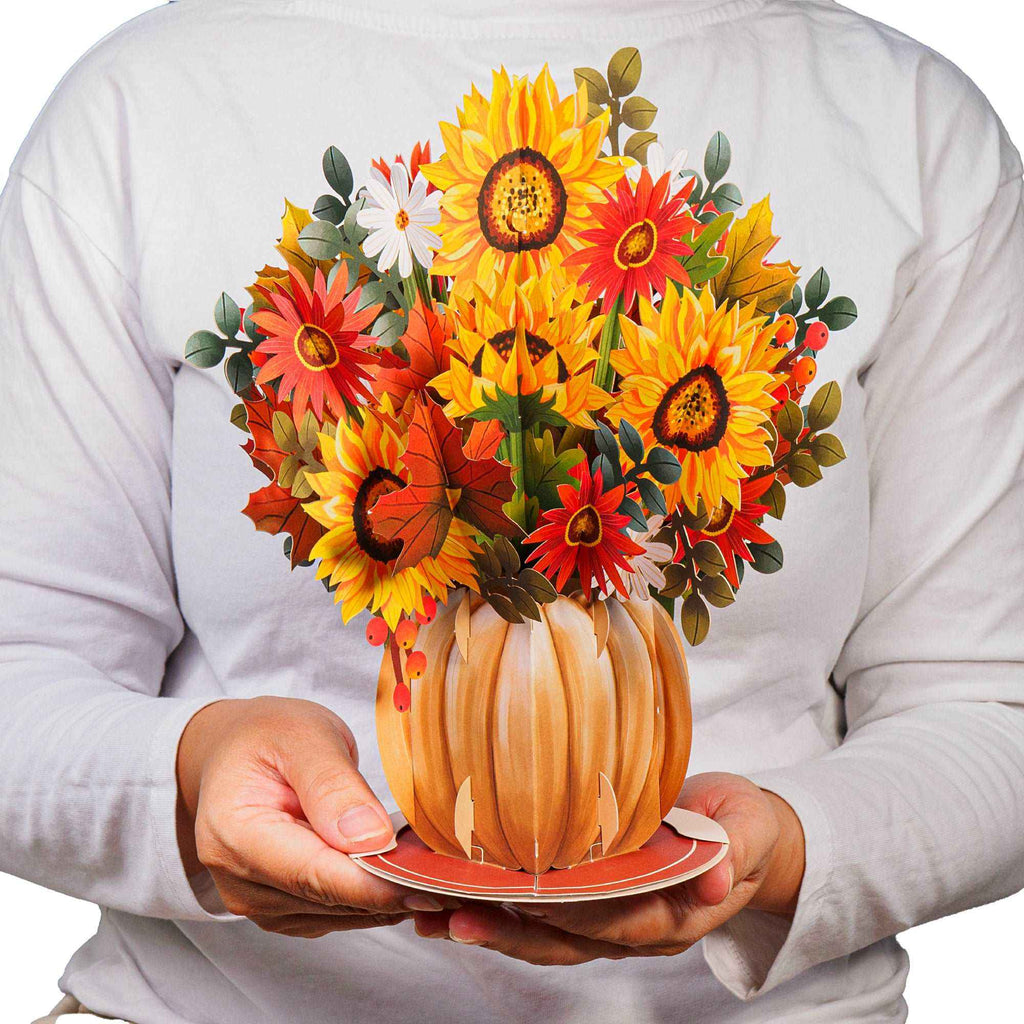 HugePop Ernte-Blumenstrauß Pop-Up-Karte, mit abnehmbarem Blumenstrauß, 25,4 x 35,6 cm