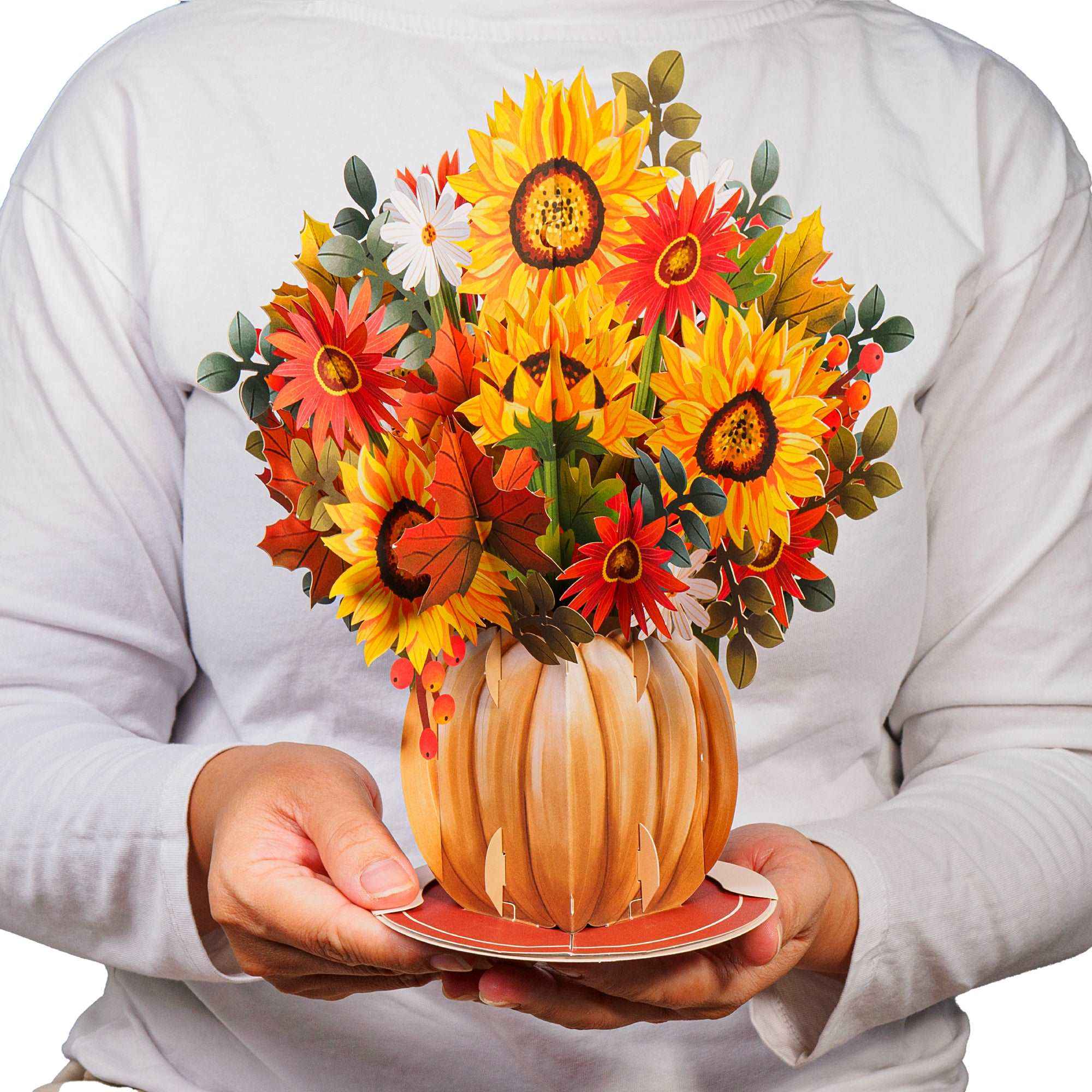 HugePop Ernte-Blumenstrauß Pop-Up-Karte, mit abnehmbarem Blumenstrauß, 25,4 x 35,6 cm
