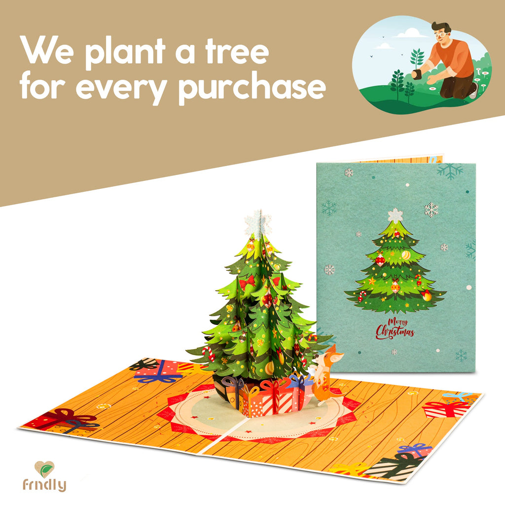 Christmas Tree 3D Pop Up Card – Eco-Friendly, Recycled Materials