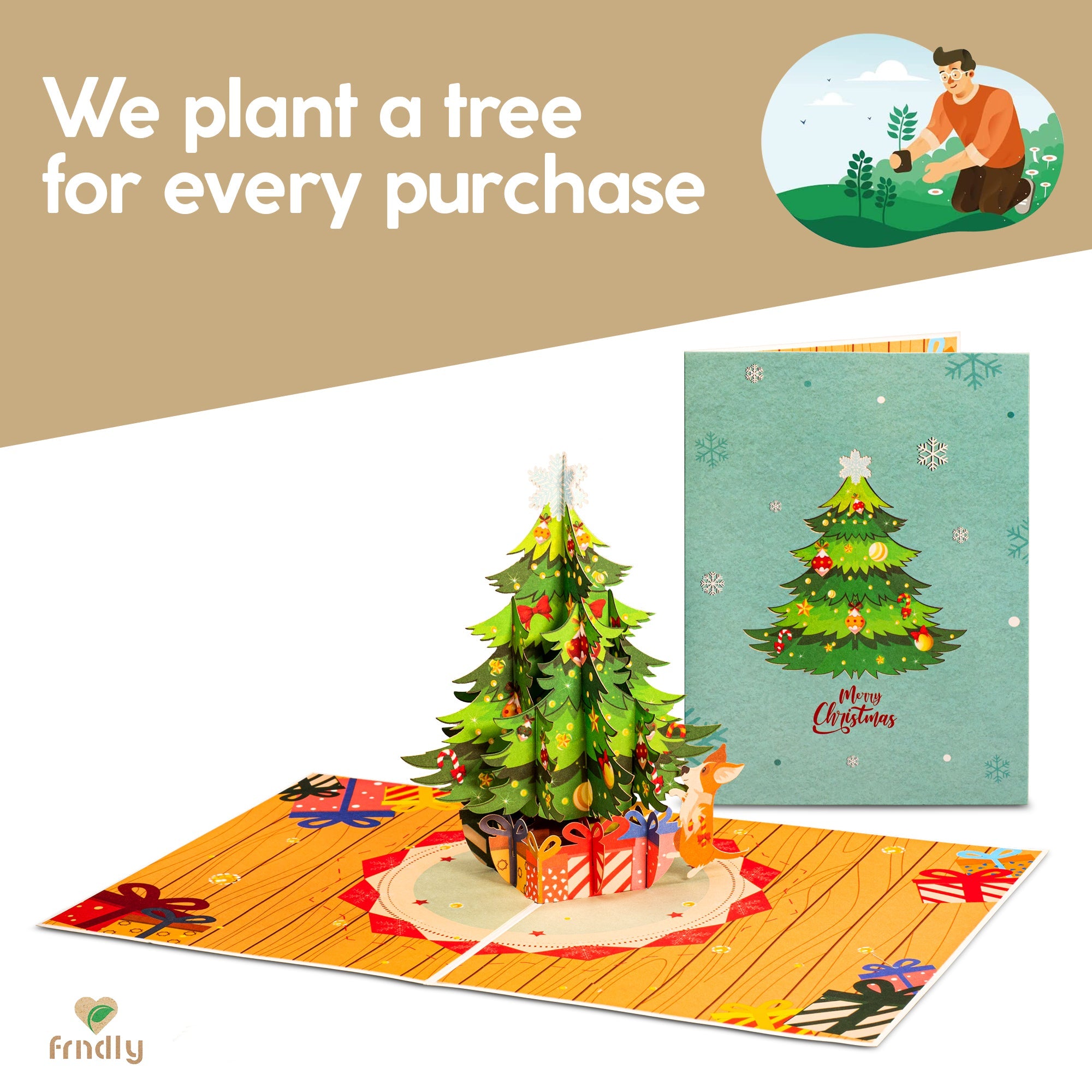 Christmas Tree 3D Pop Up Card – Eco-Friendly, Recycled Materials