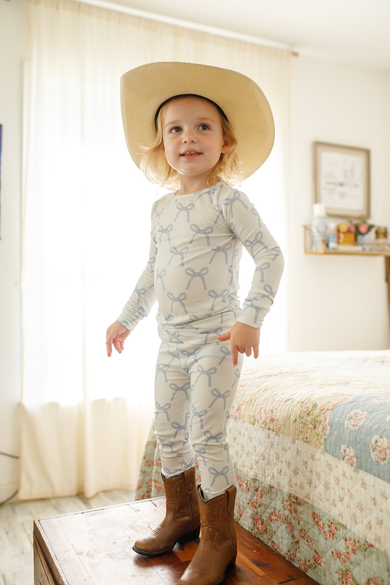 Blue Belle 2-teiliger gerippter Bambus-Pyjama