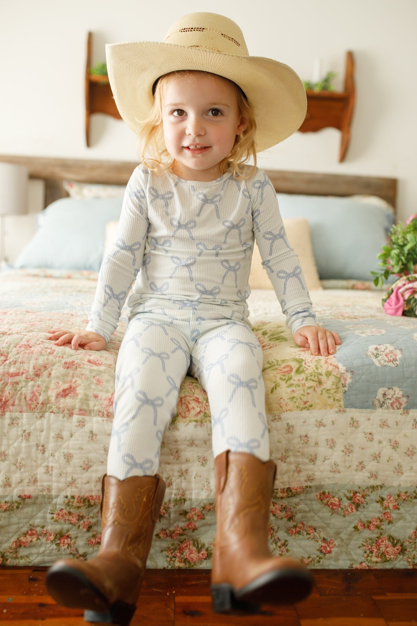 Blue Belle 2-teiliger gerippter Bambus-Pyjama