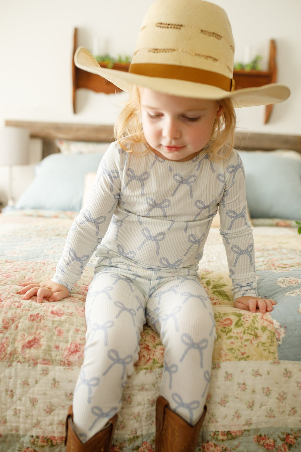 Blue Belle 2-teiliger gerippter Bambus-Pyjama