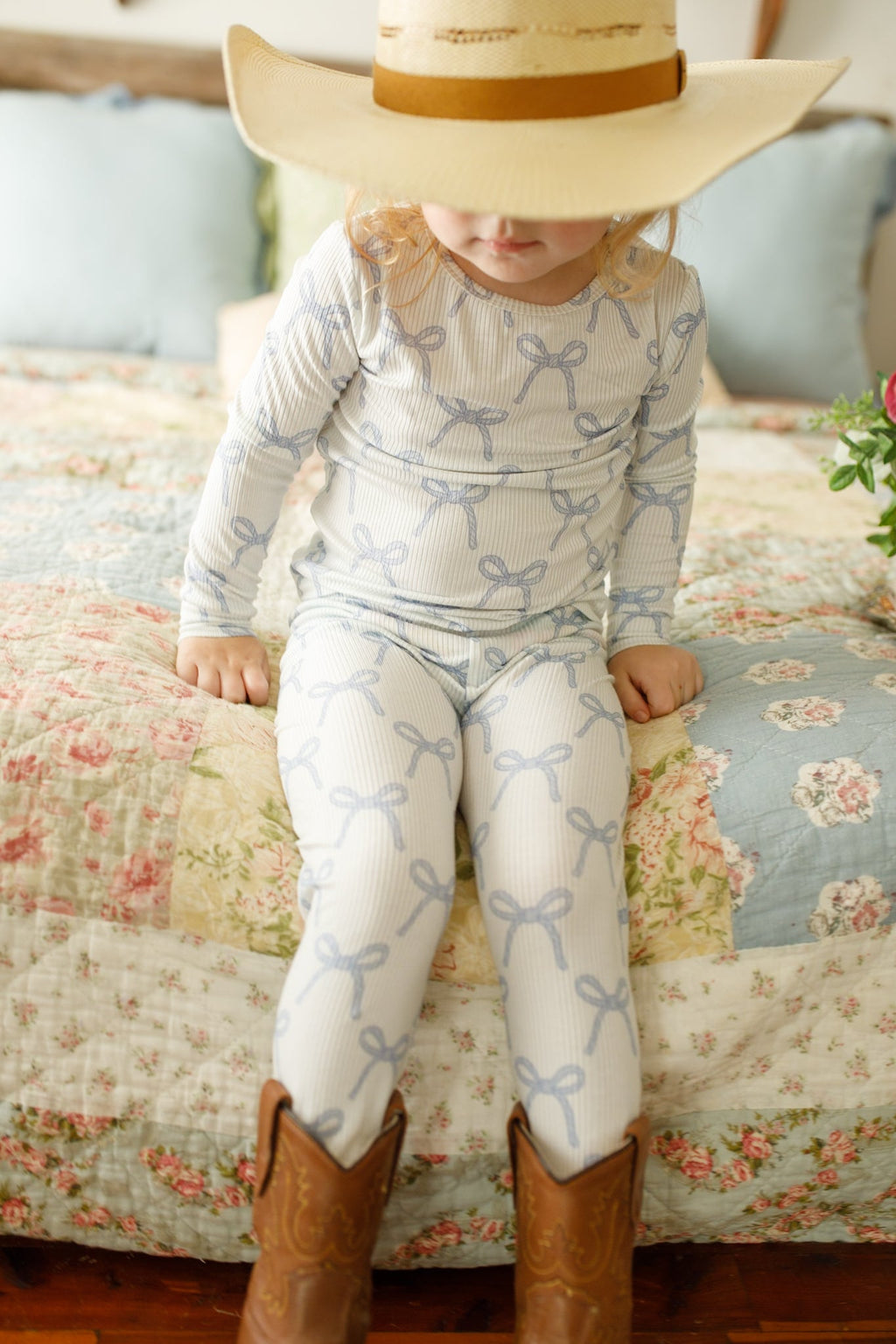 Blue Belle 2-teiliger gerippter Bambus-Pyjama