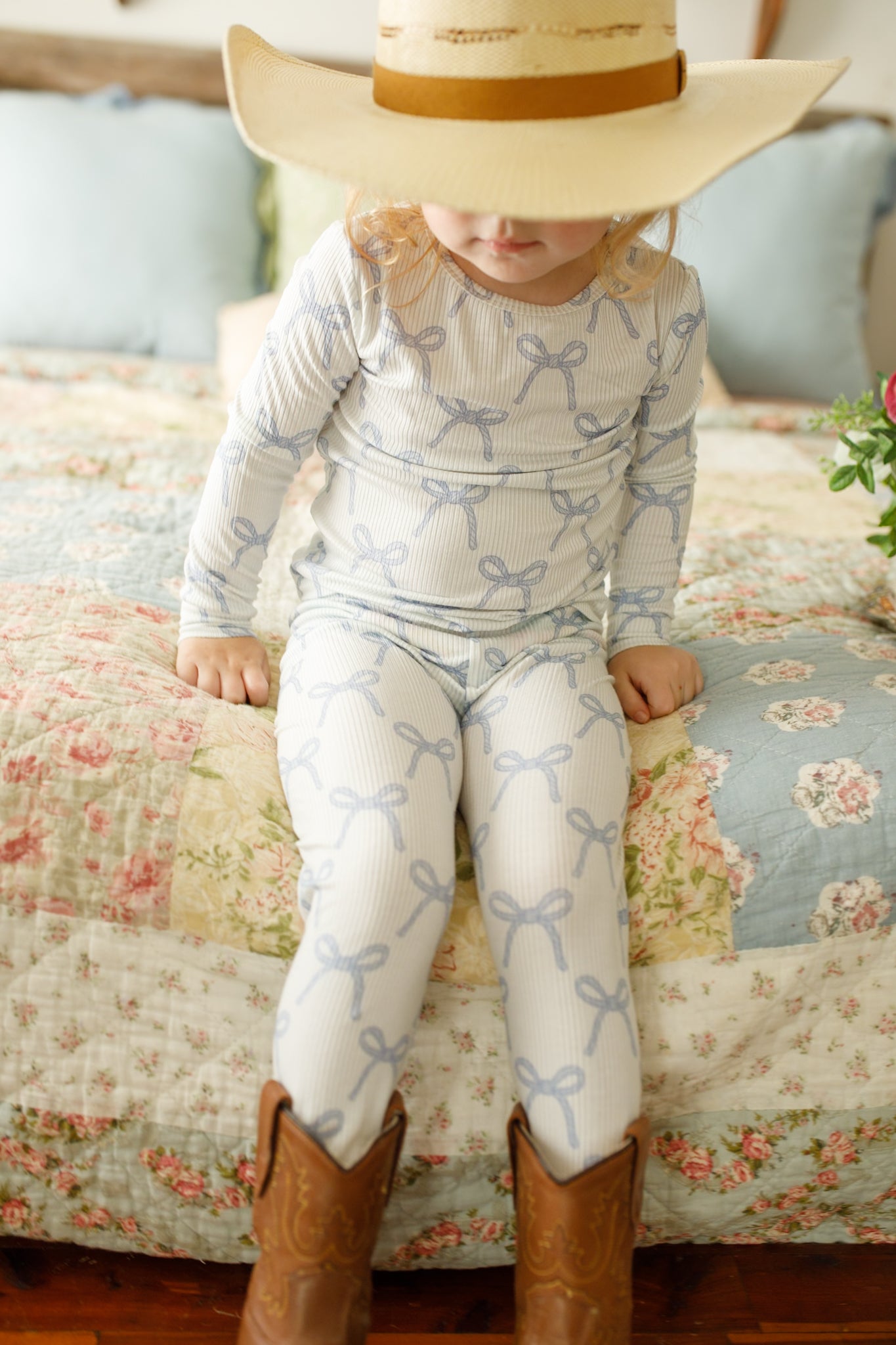 Blue Belle 2-teiliger gerippter Bambus-Pyjama