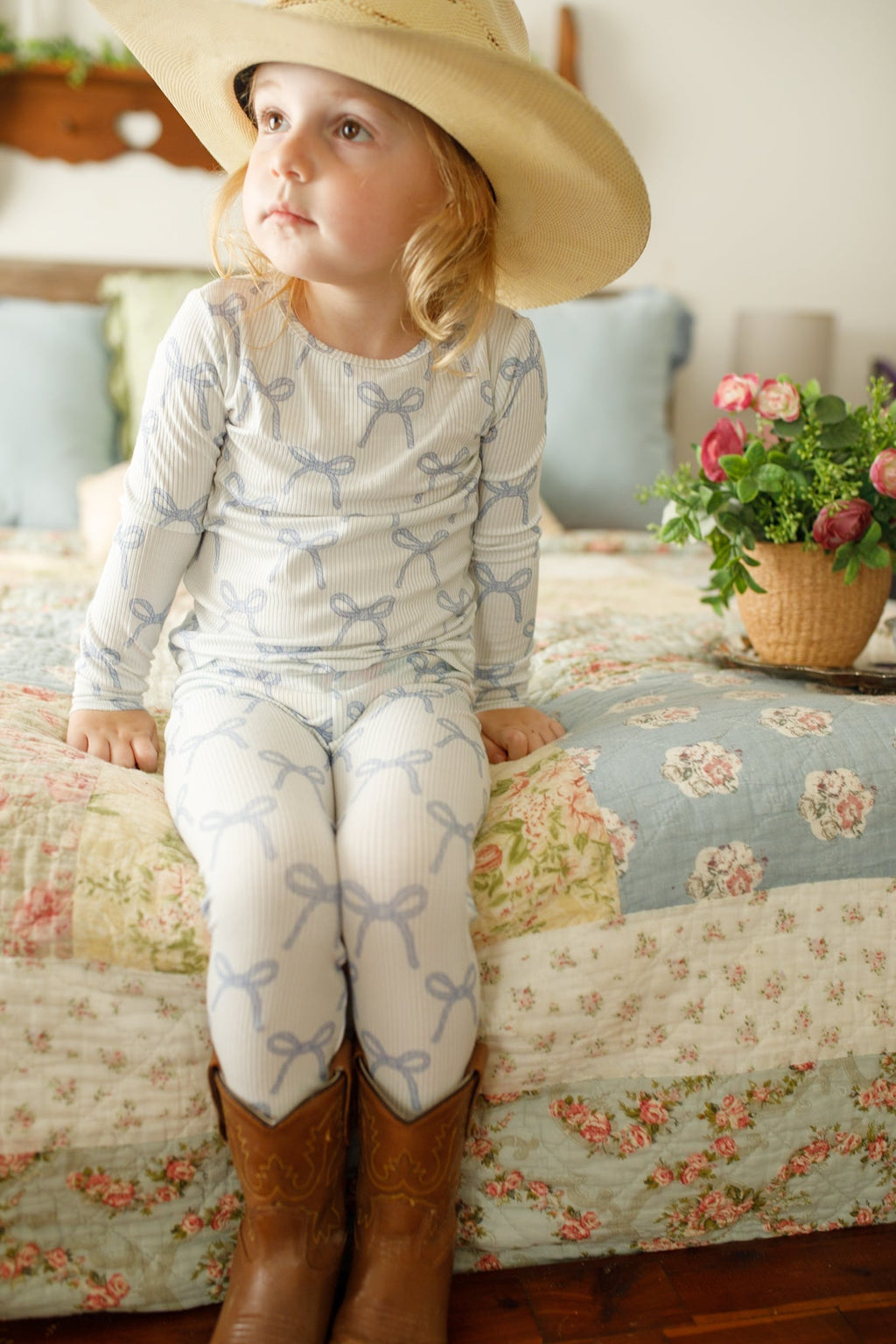 Blue Belle 2-teiliger gerippter Bambus-Pyjama