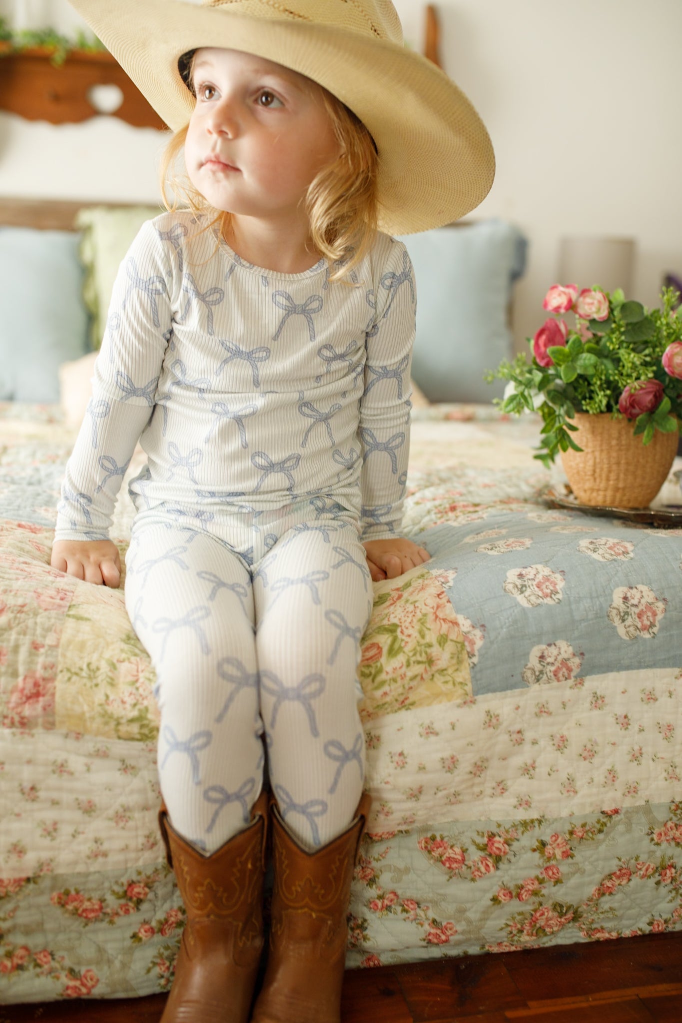 Blue Belle 2-teiliger gerippter Bambus-Pyjama