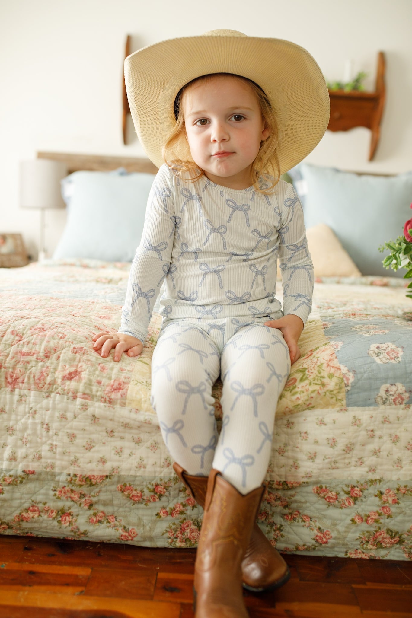 Blue Belle 2-teiliger gerippter Bambus-Pyjama