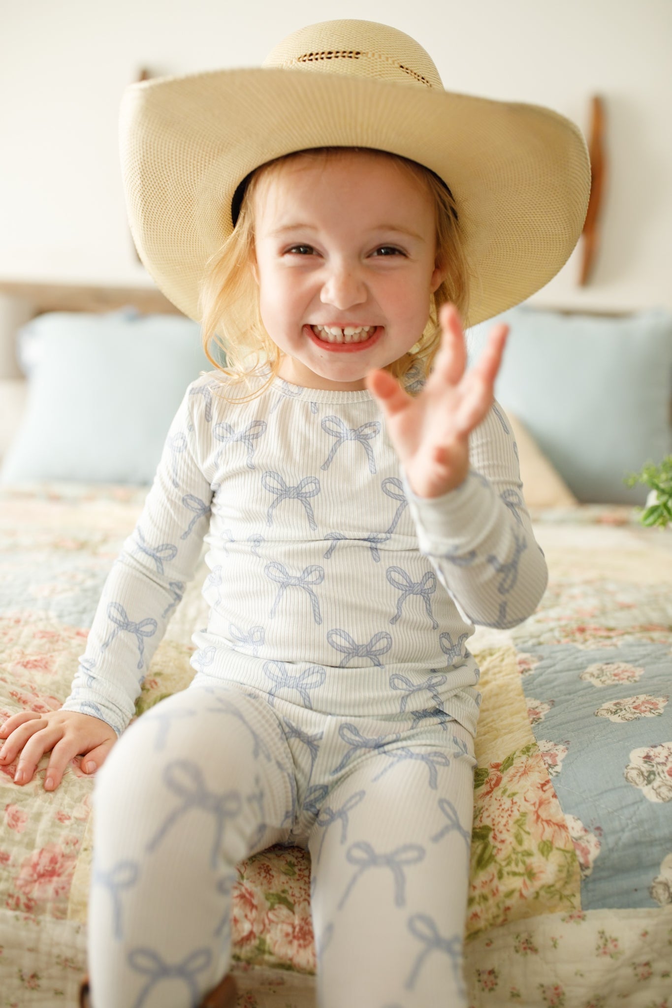Blue Belle 2-teiliger gerippter Bambus-Pyjama