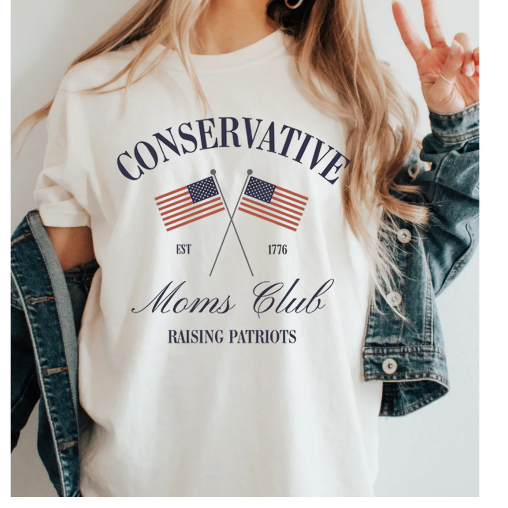 Konservativer Mütterclub Amerikanische Flagge | Comfort Colors T-Shirt | Lehrer-Shirt | Stilvolle Trend-Kleidung