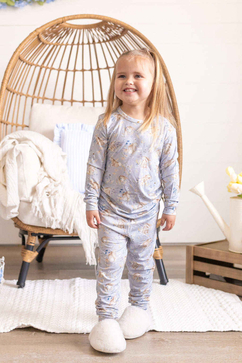 Hase Blumen 2-teiliger Bambus Pyjama
