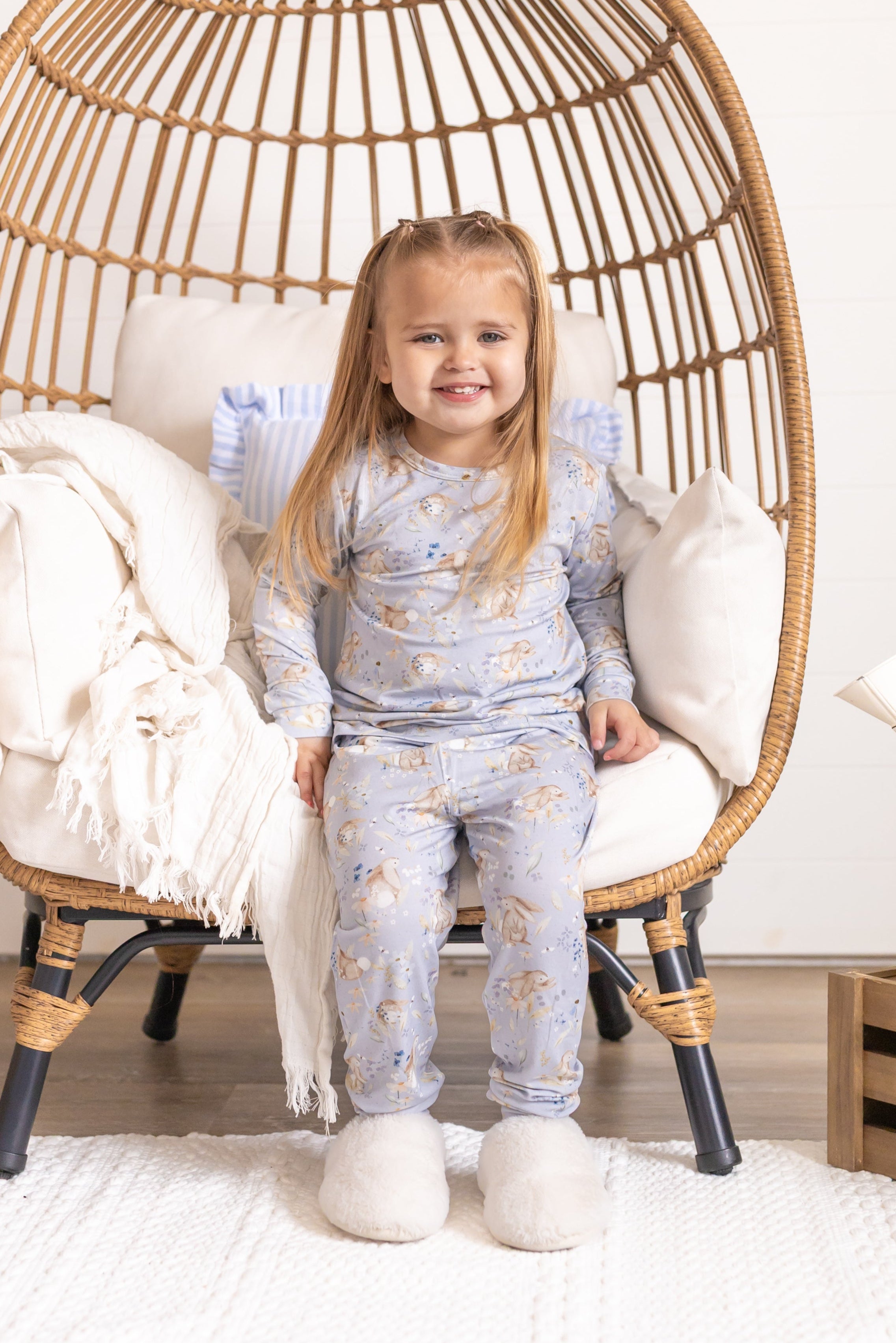 Hase Blumen 2-teiliger Bambus Pyjama