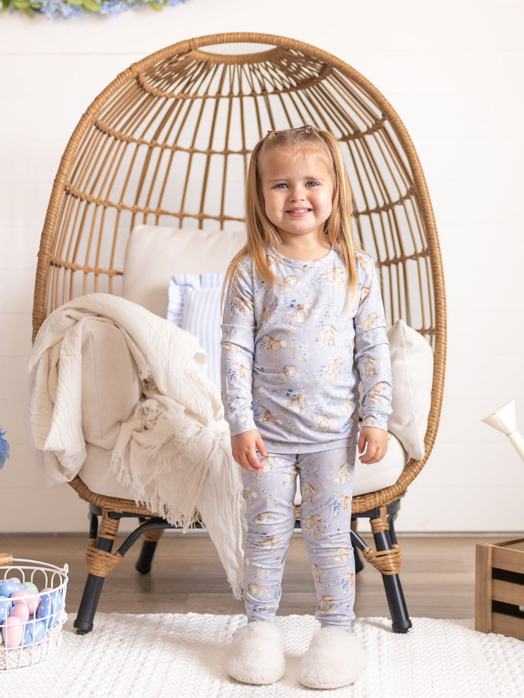 Hase Blumen 2-teiliger Bambus Pyjama