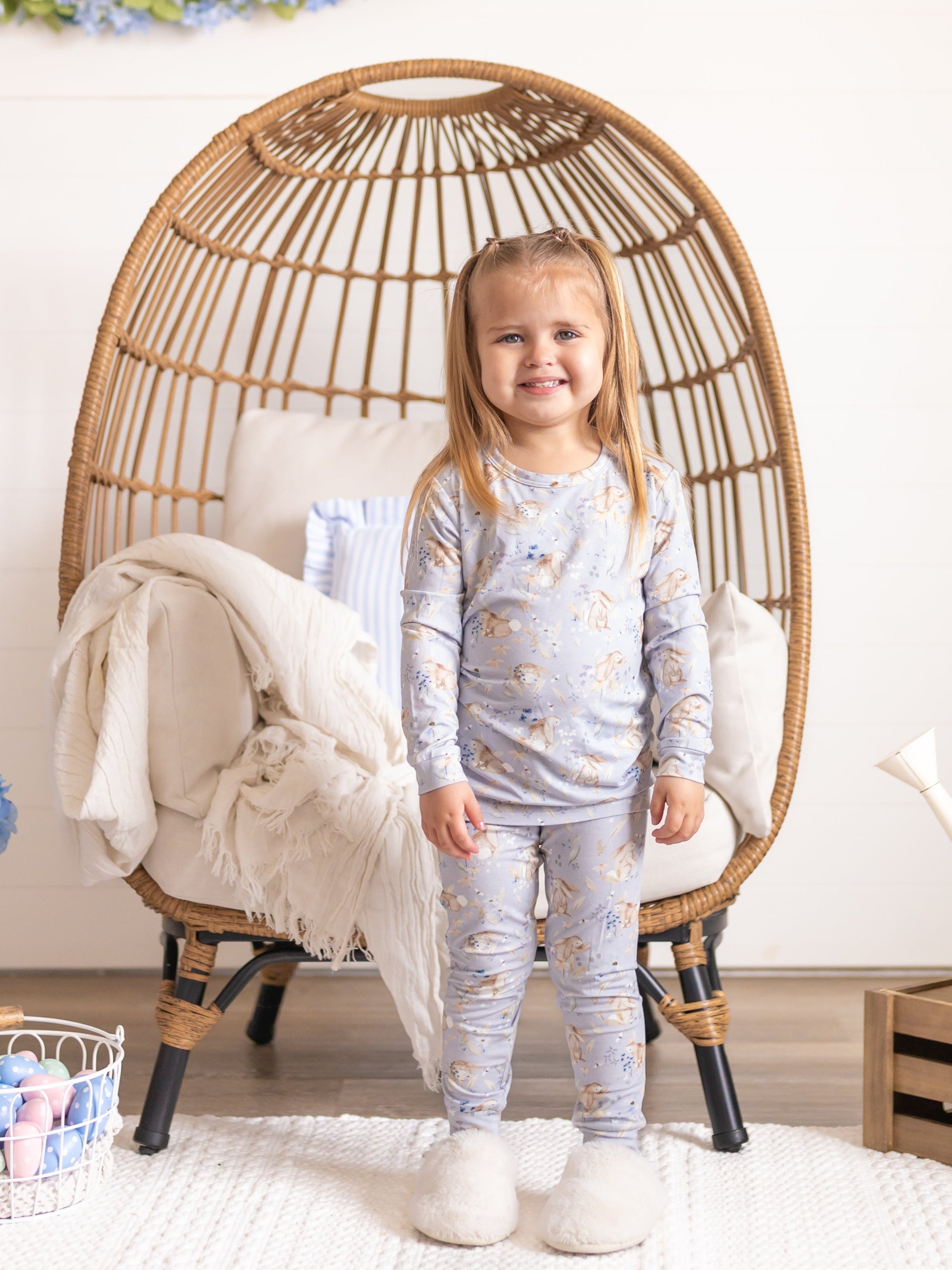 Hase Blumen 2-teiliger Bambus Pyjama