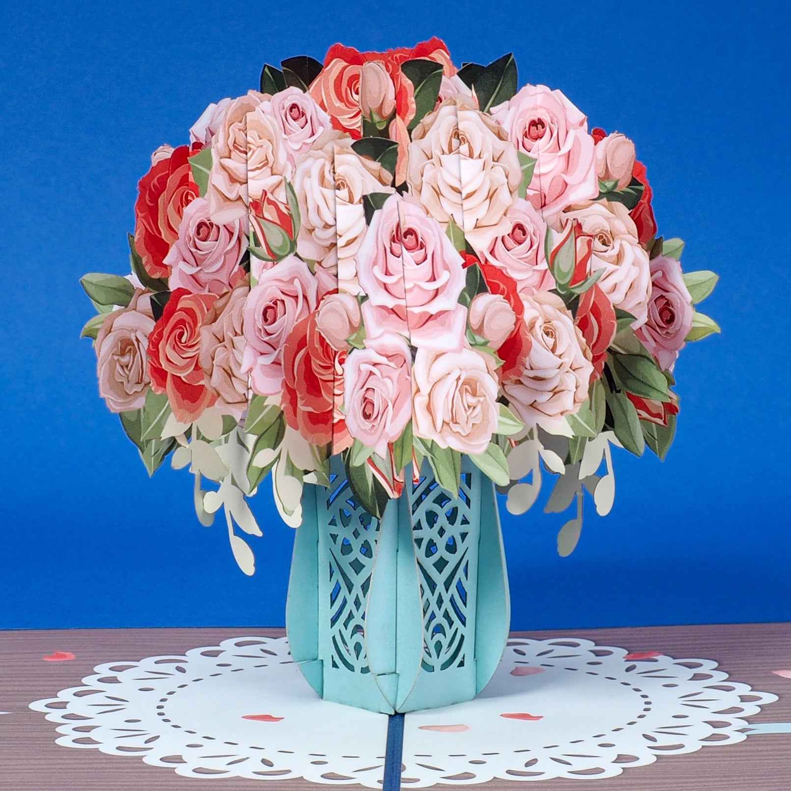 Pink Roses Pop Up Card