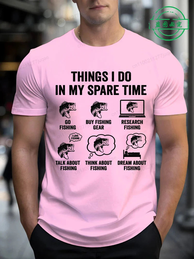 T-Shirts for Men Fishing Meme Punny Pun Dad Joke Meme Fisherman Gift Shirts Tees Short Sleeve Men's Clothing