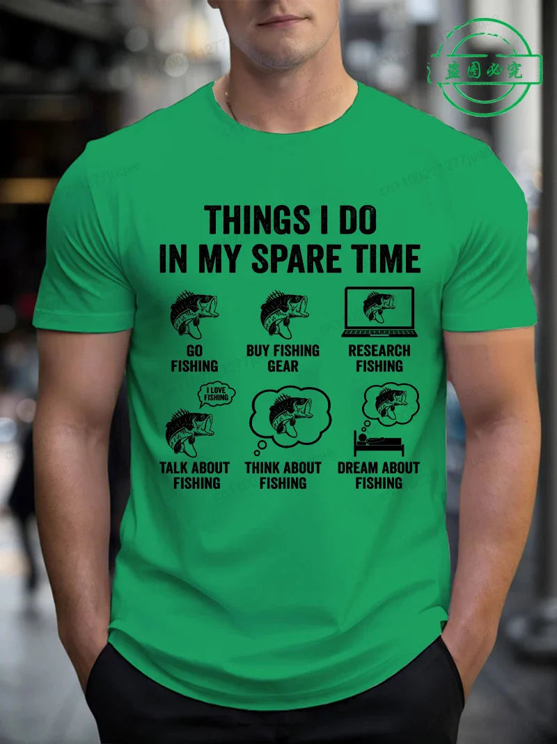 T-Shirts for Men Fishing Meme Punny Pun Dad Joke Meme Fisherman Gift Shirts Tees Short Sleeve Men's Clothing