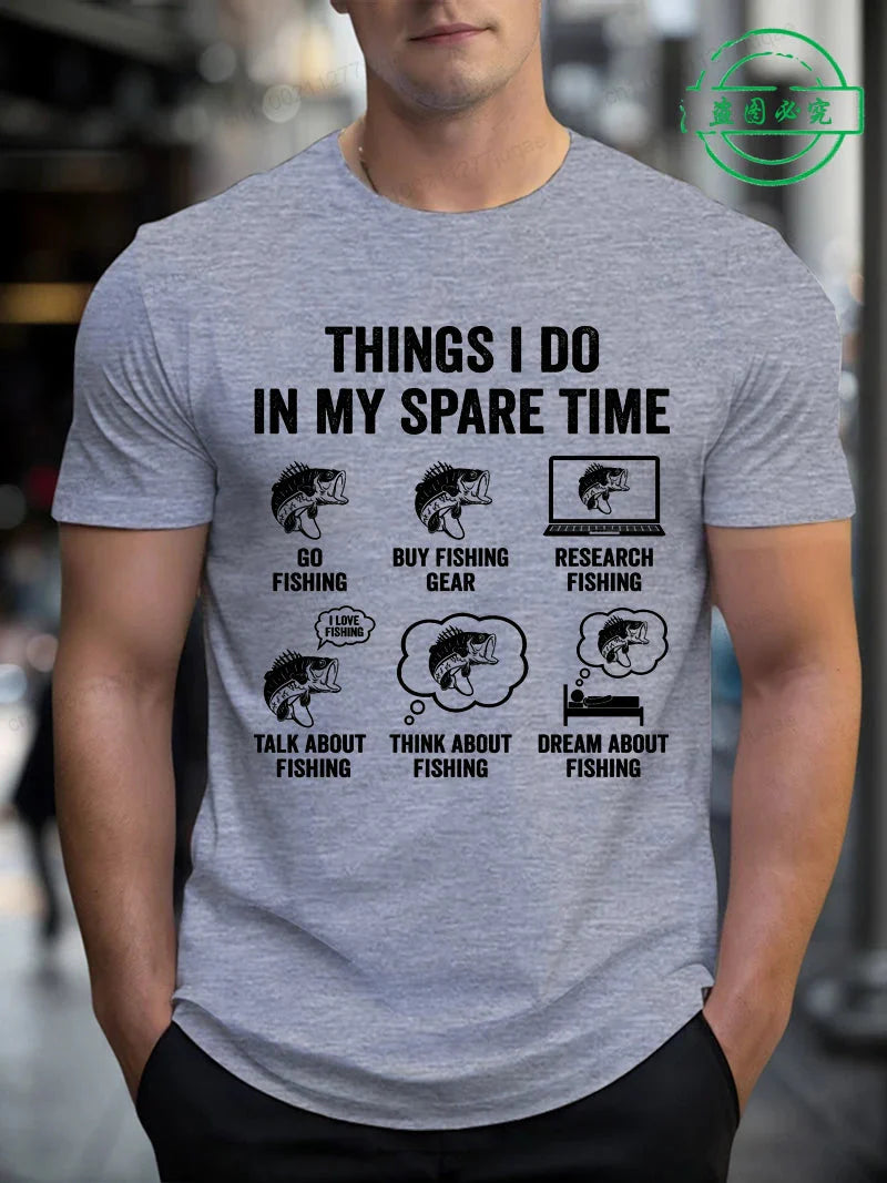 T-Shirts for Men Fishing Meme Punny Pun Dad Joke Meme Fisherman Gift Shirts Tees Short Sleeve Men's Clothing