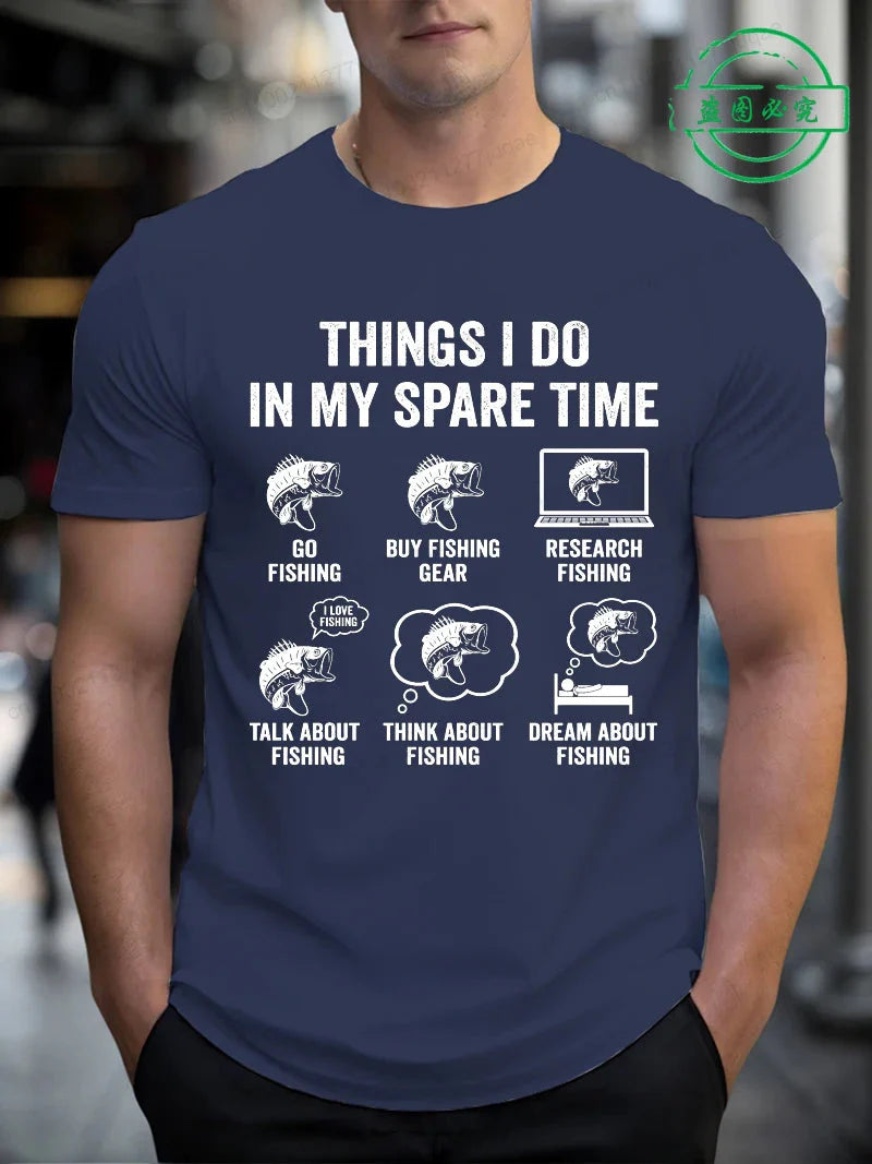 T-Shirts for Men Fishing Meme Punny Pun Dad Joke Meme Fisherman Gift Shirts Tees Short Sleeve Men's Clothing