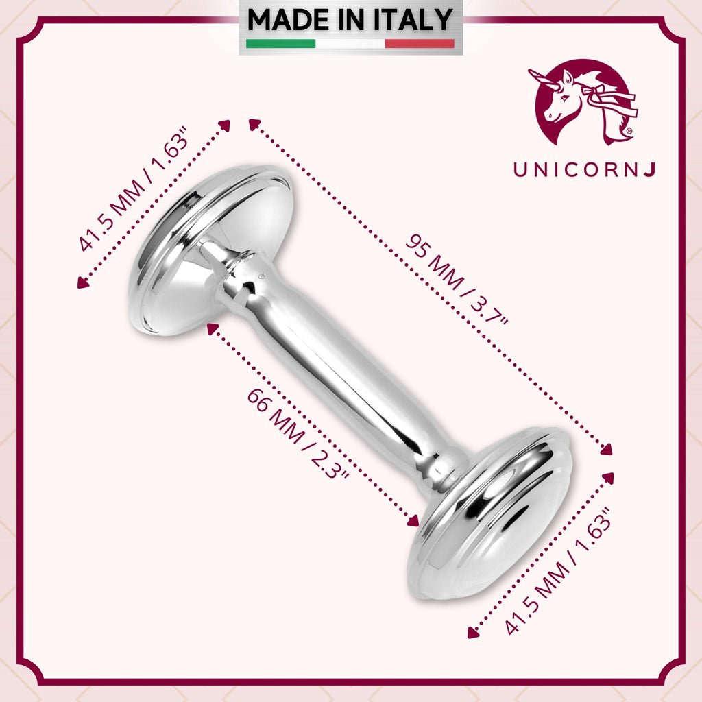 Personalized Sterling Silver Keepsake Baby Rattle – Engraved Name | Made in Italy