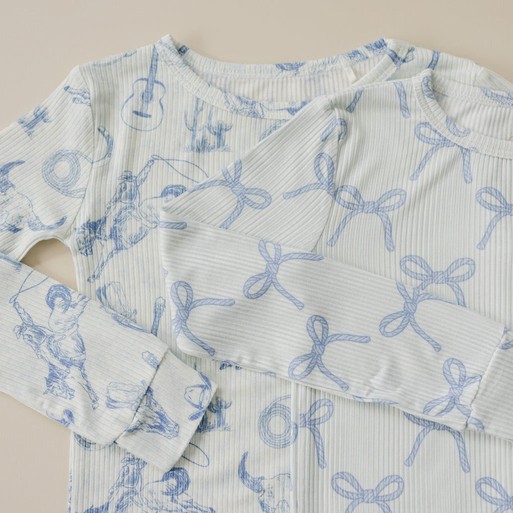 Blue Belle 2-teiliger gerippter Bambus-Pyjama