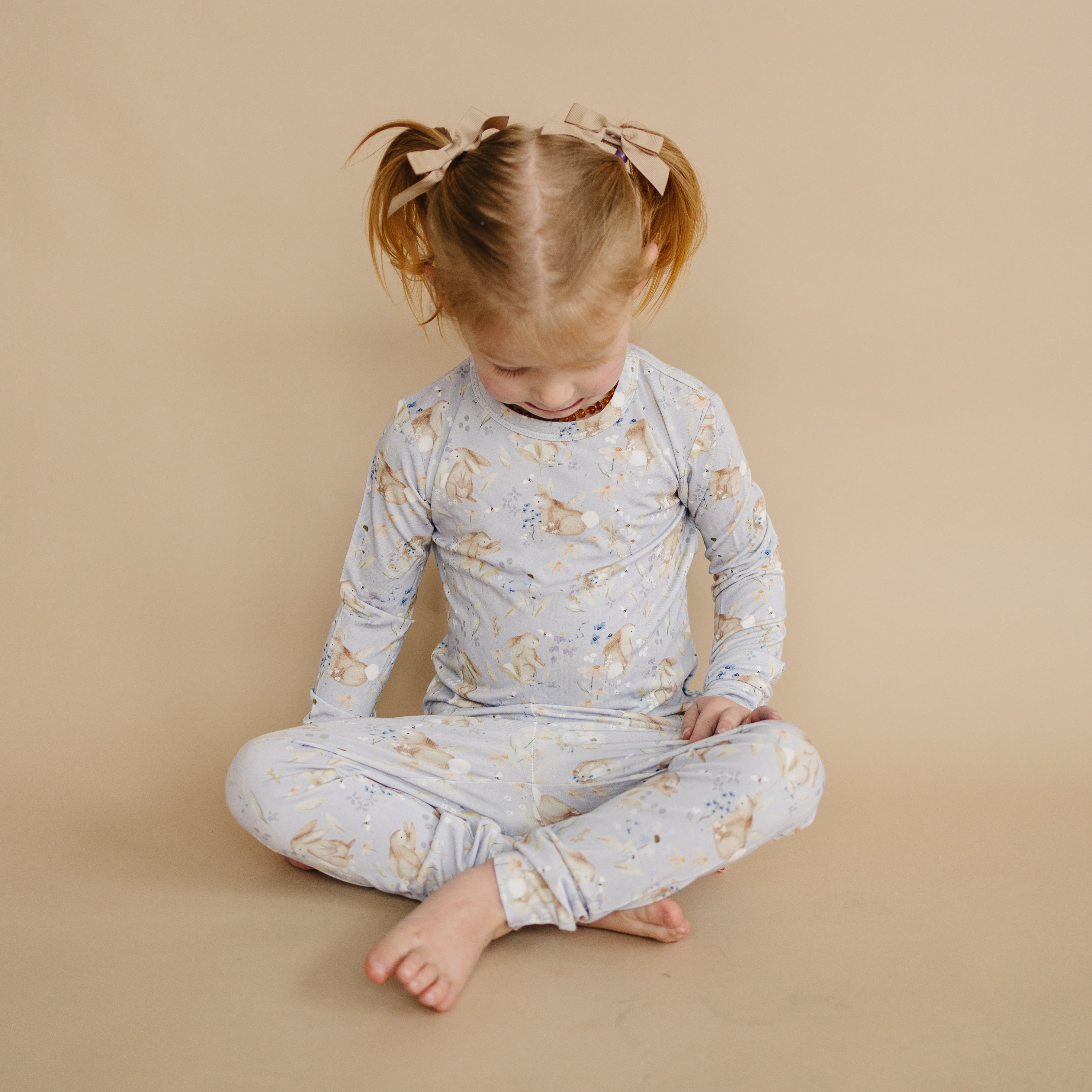 Hase Blumen 2-teiliger Bambus Pyjama