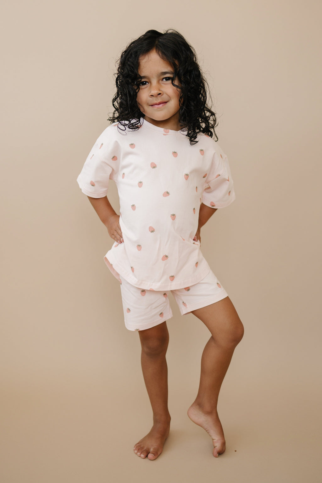 Shorts-Set aus Bio-Baumwolle mit Erdbeerdruck