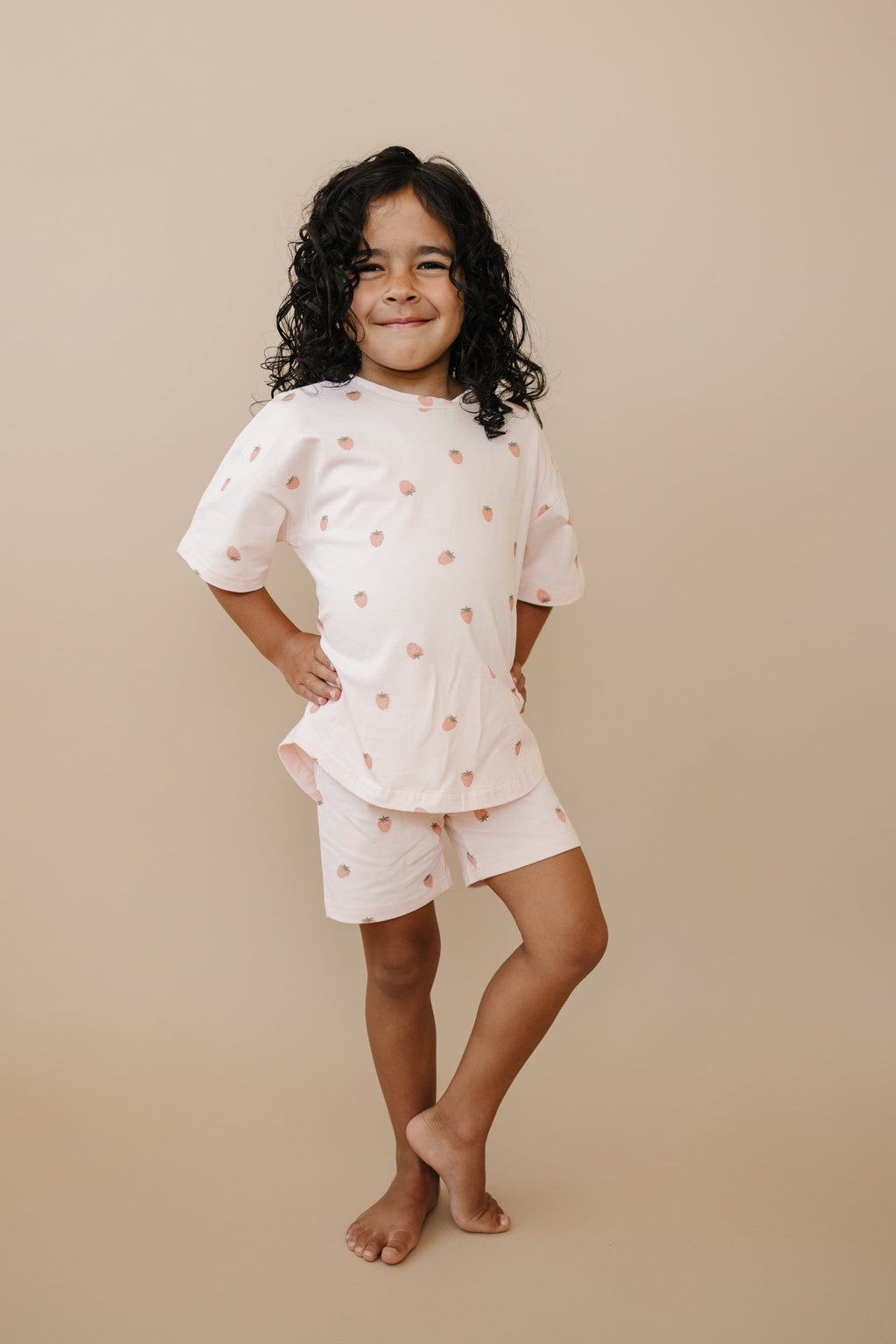 Shorts-Set aus Bio-Baumwolle mit Erdbeerdruck