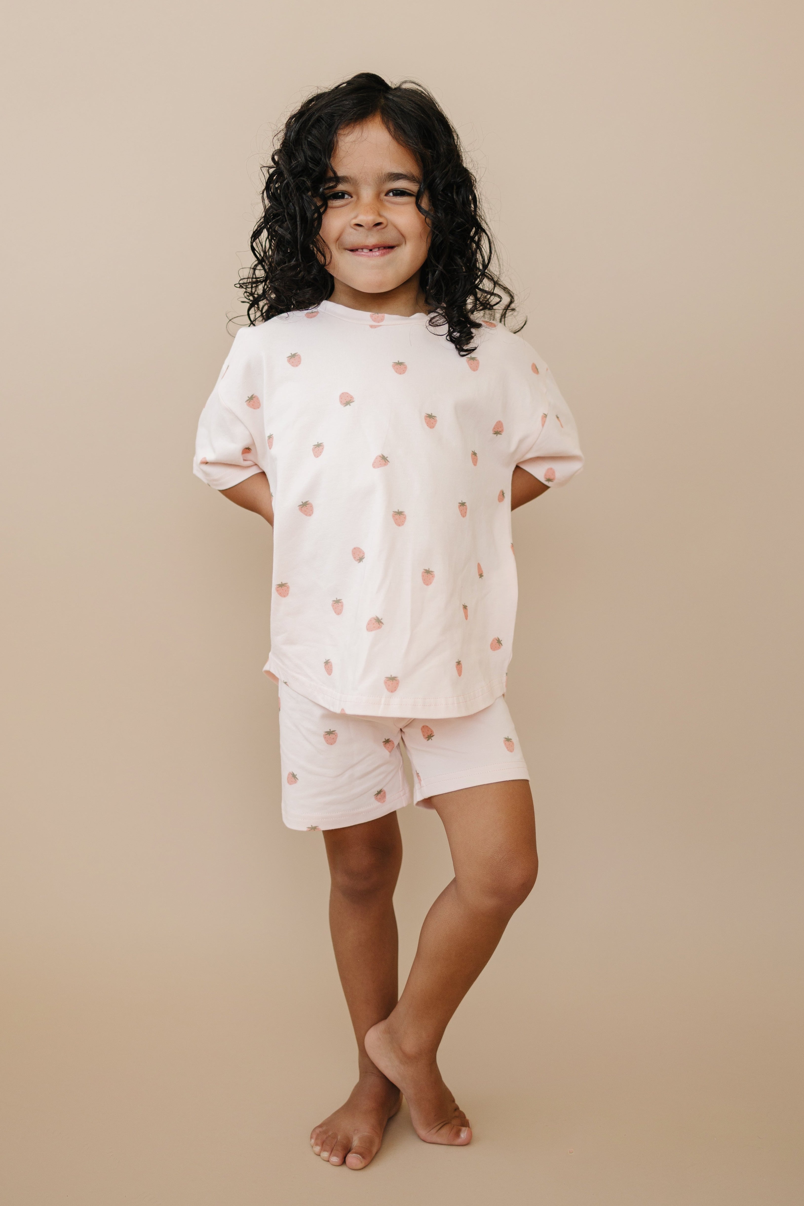 Shorts-Set aus Bio-Baumwolle mit Erdbeerdruck