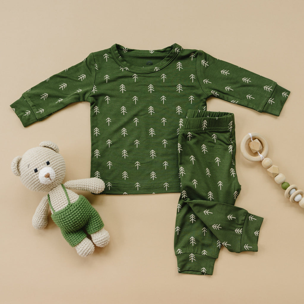 Weihnachtsbaum-Bambus-Pyjama – 2-teiliges Set
