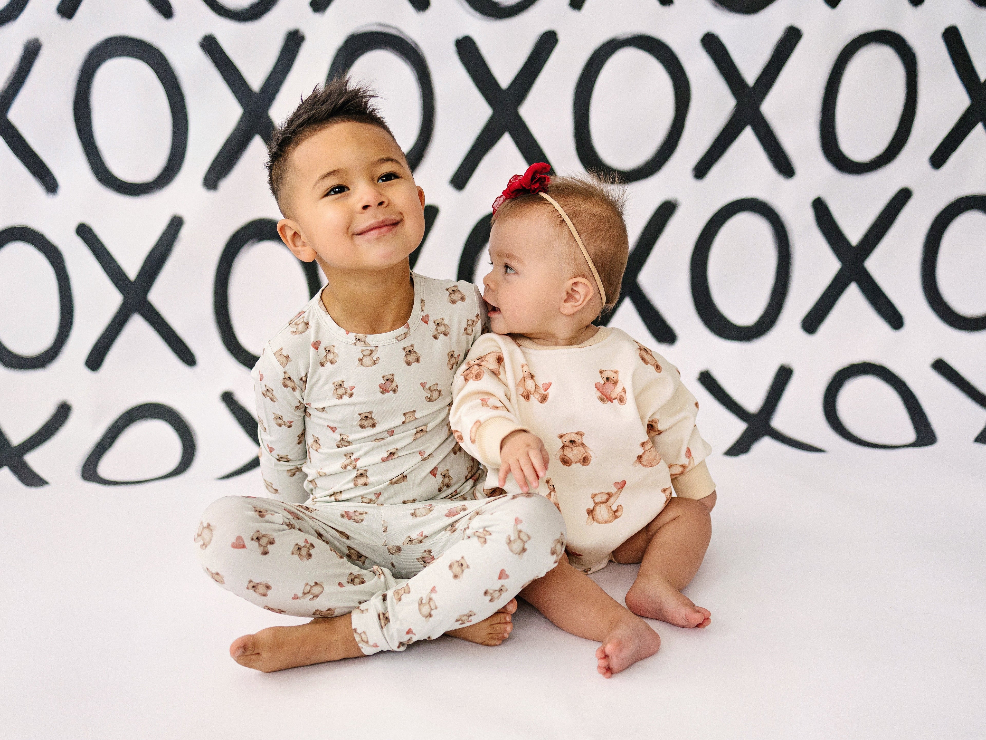 Teddy Bear Hearts Sweatshirt Romper