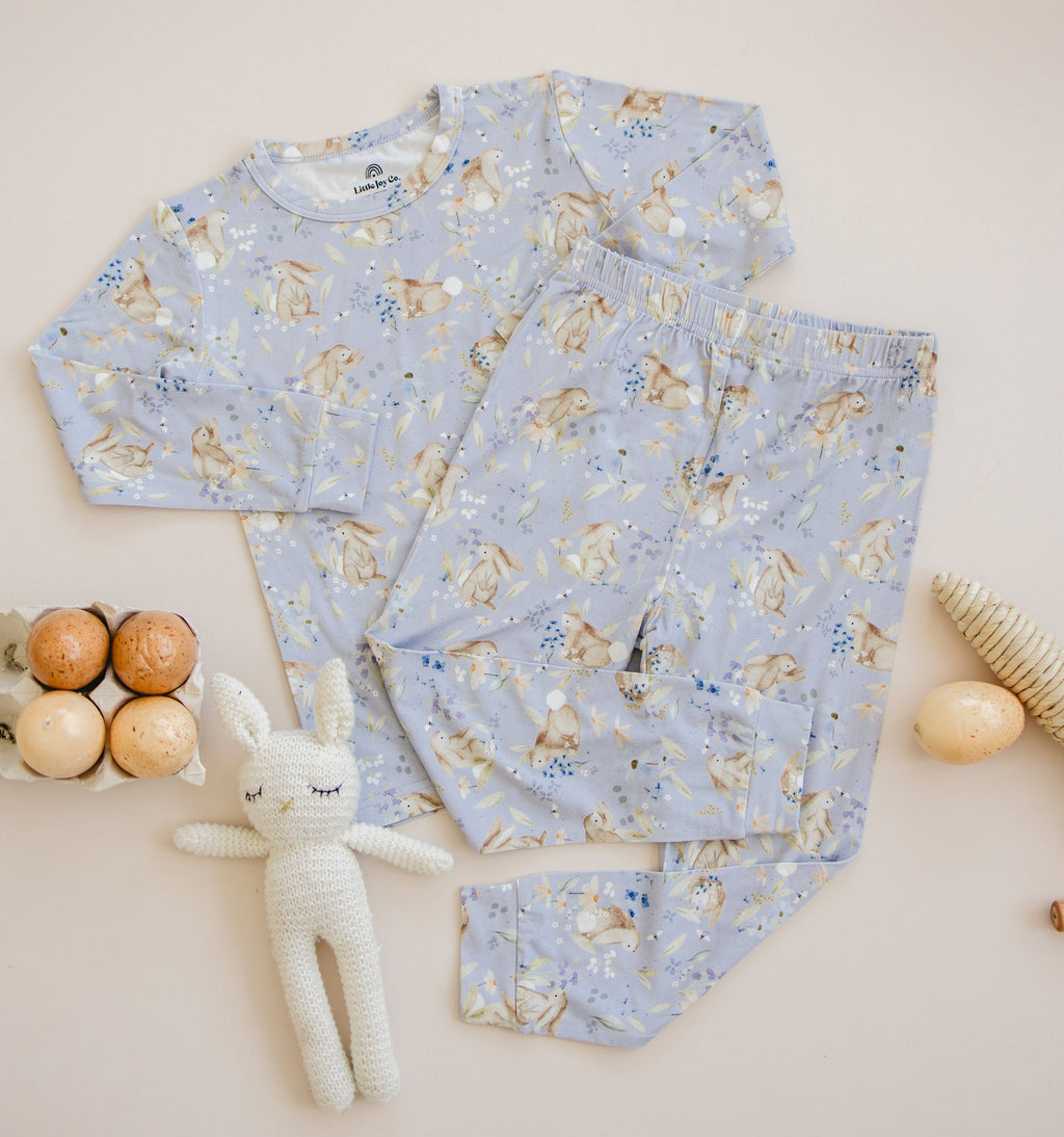 Hase Blumen 2-teiliger Bambus Pyjama