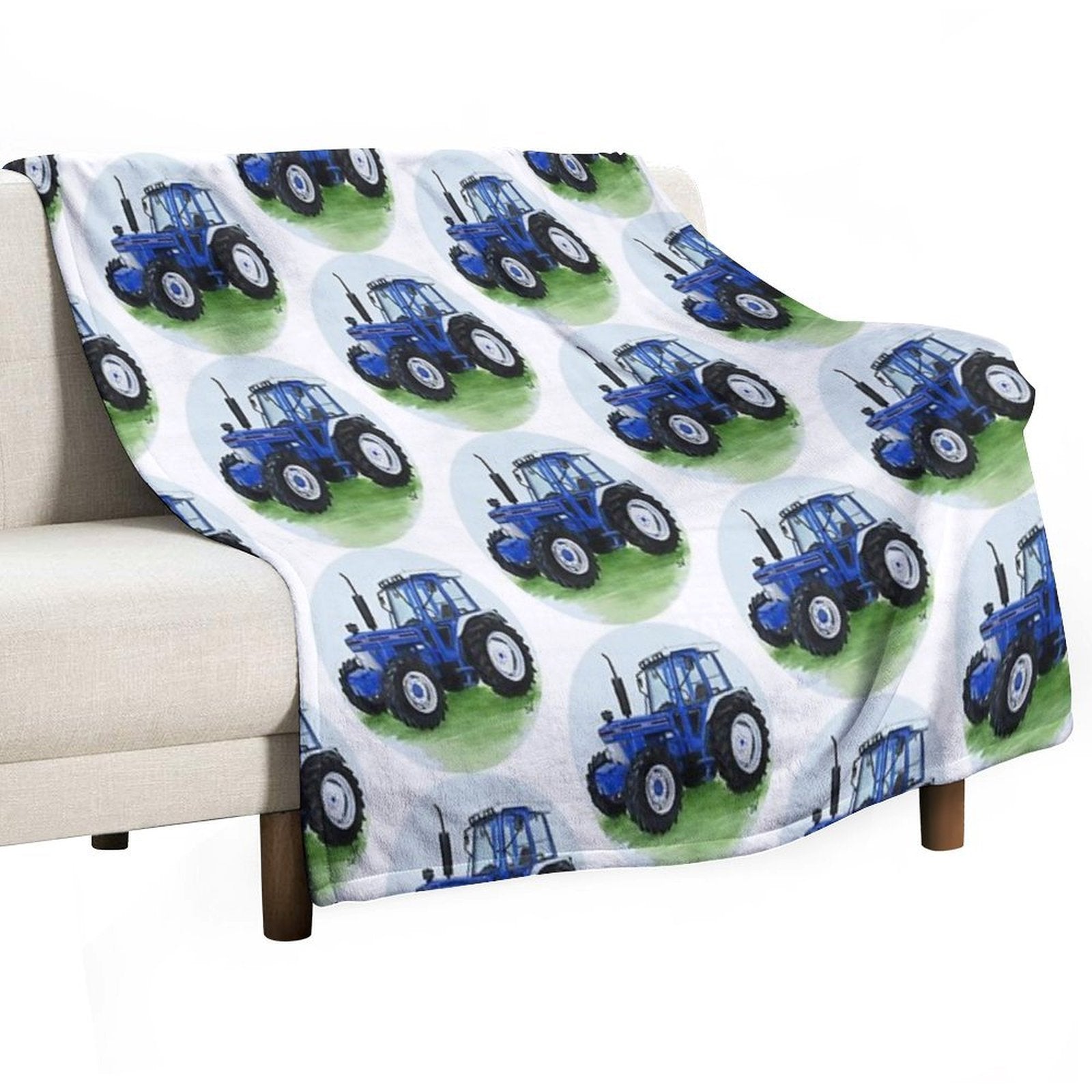 Blauer klassischer Traktor - Geschenkfertige Kuscheldecke