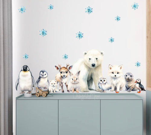 Arktische Tierfreunde - Wandaufkleber für Kinderzimmer aus Stoff