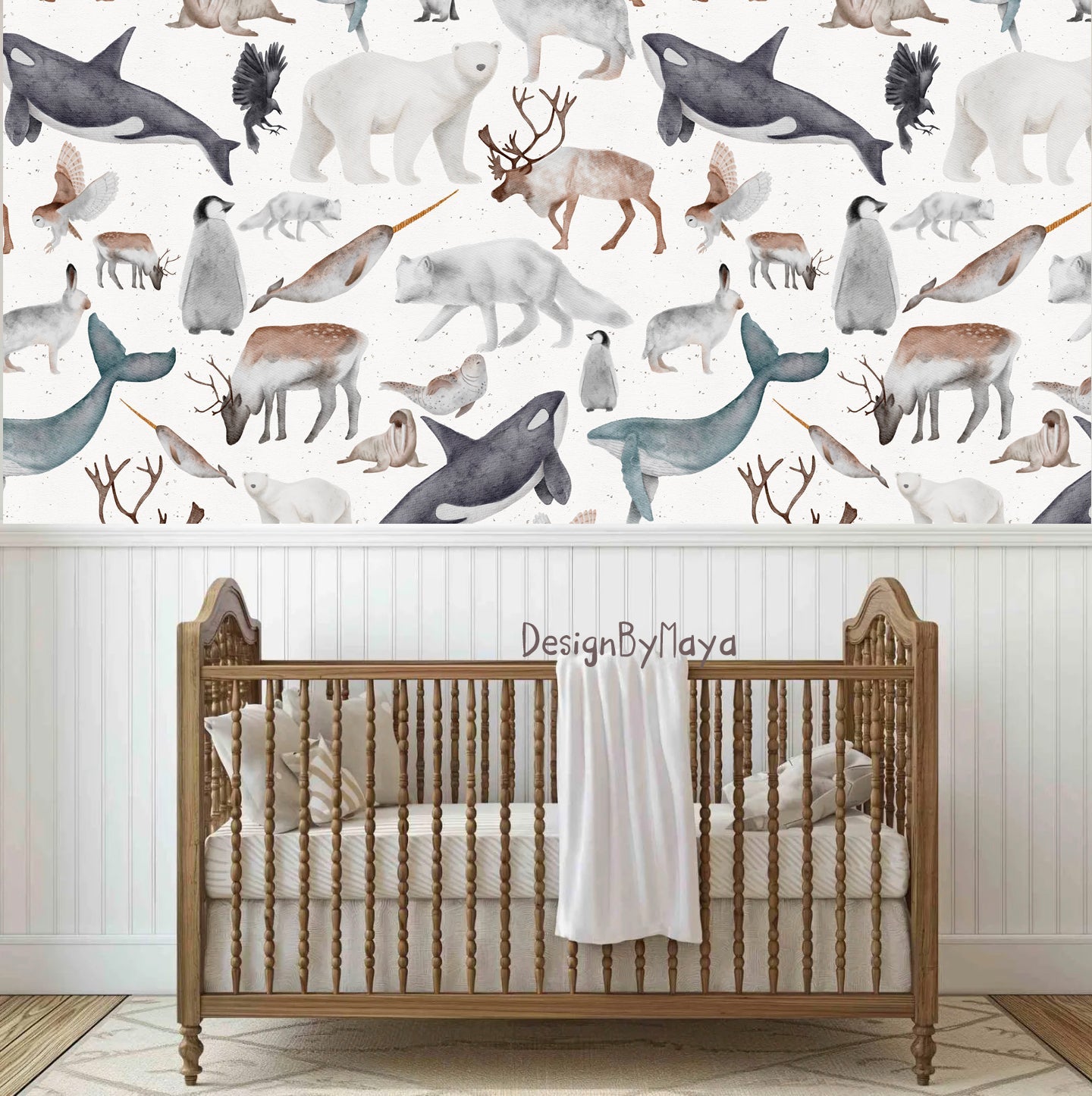 Tapete Arktische Tiere - Wanddekoration für Kinderzimmer