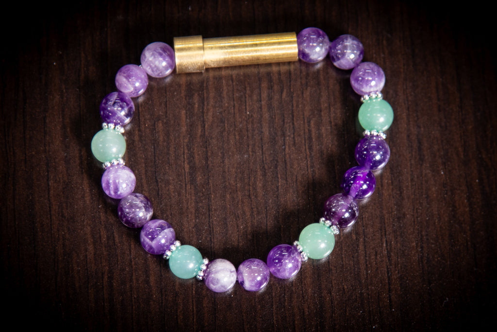 Amethyst- und Aventurin-Heilarmband für Haare, Fell oder Asche