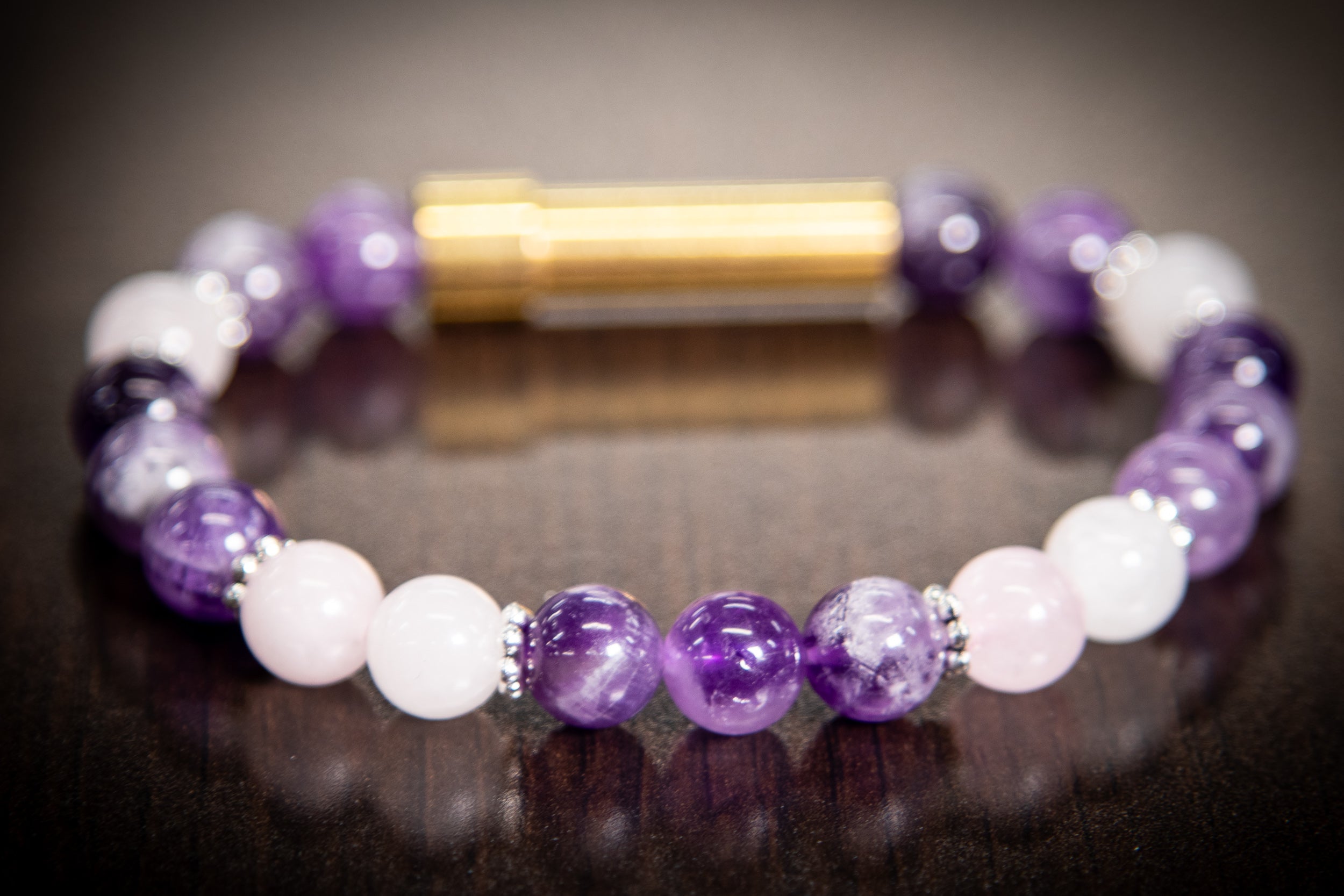 Amethyst & Rose Quartz Memorial Beaded Bracelet with Urn Charm