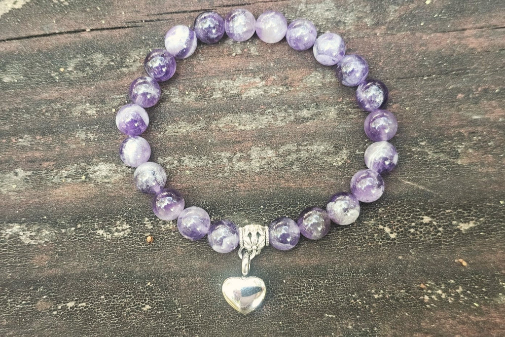 Dogtooth Amethyst Urn Beaded Charm Bracelet