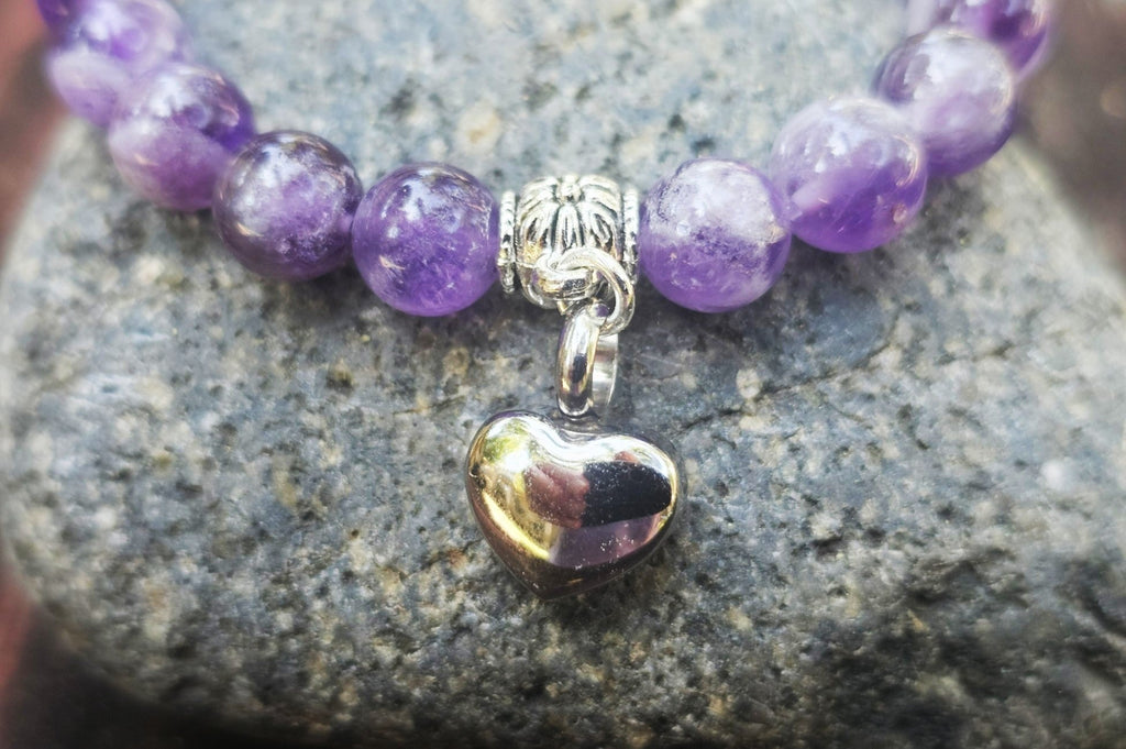 Dogtooth Amethyst Urn Beaded Charm Bracelet