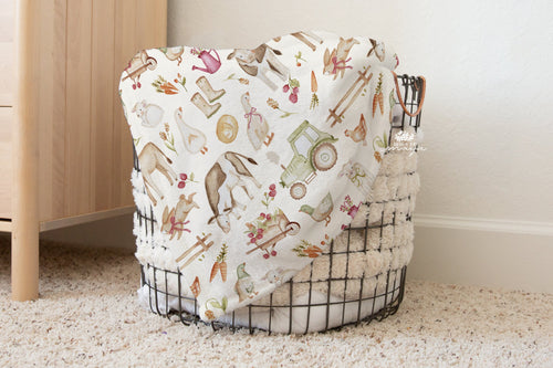 Tierbabys Bauernhof - Vintage Babydecke